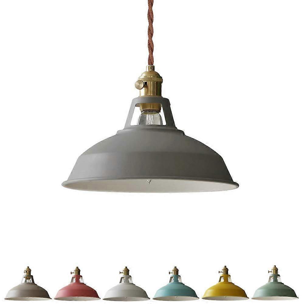 Macaron Pendant Light Vintage Industrial Ceiling Lighting LED Restaurant Loft Shade Chandelier E26 Base Grey 1 PC
