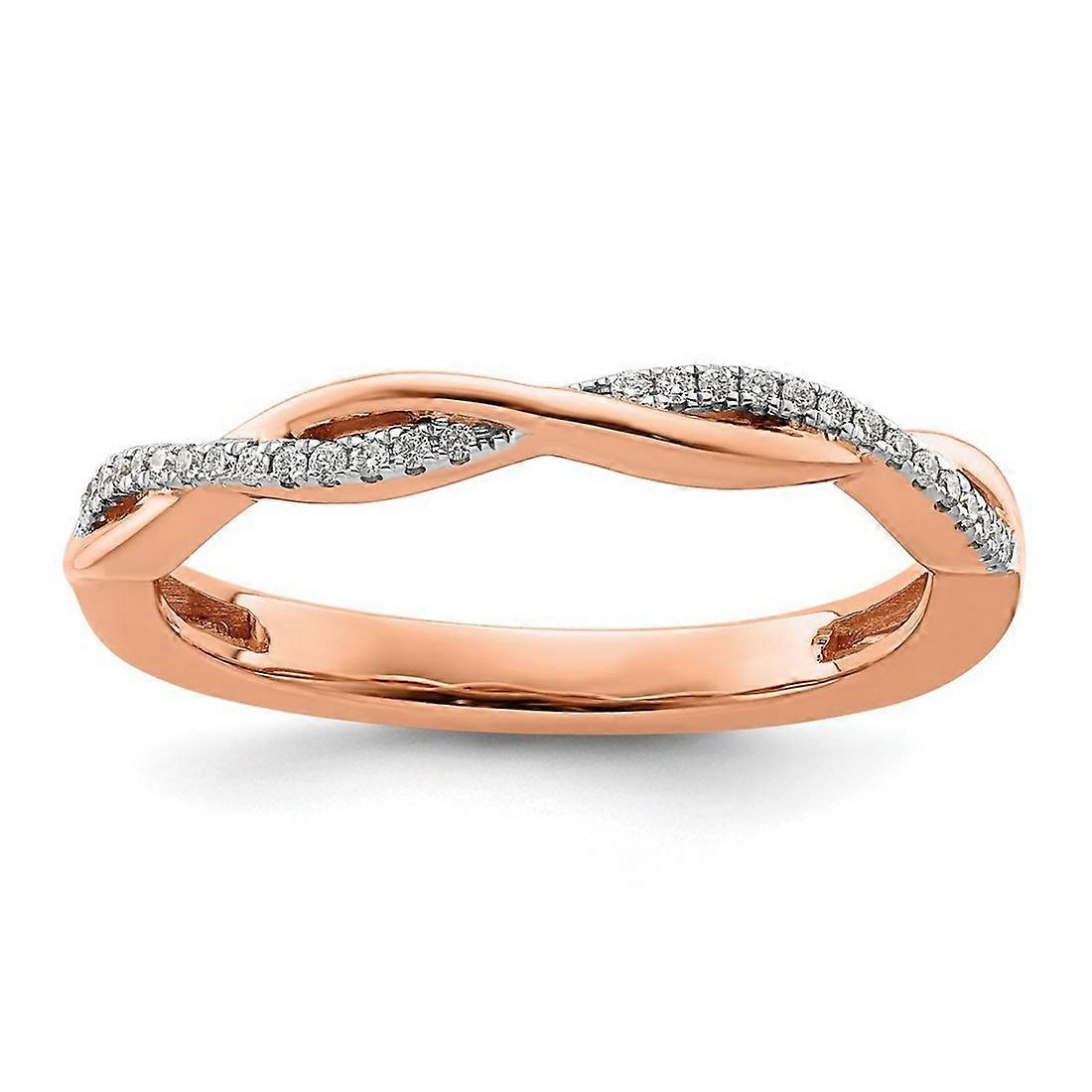 14k Rose Gold Stackable Diamond Twist Ring-Stackable-Ring for Women - Ring Size: 5 to 8