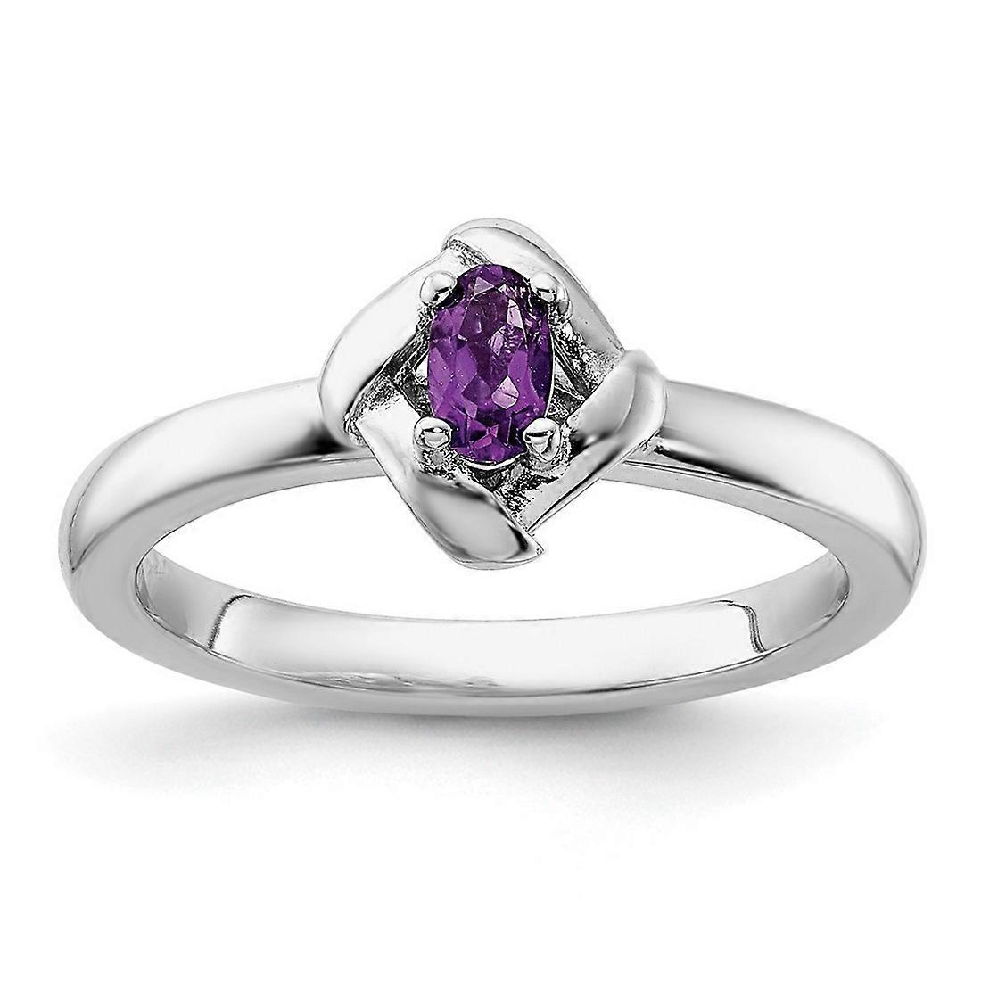 925 Sterling Silver Stackable Amethyst Ring-Stackable-Ring for Women - Ring Size: 5 to 10