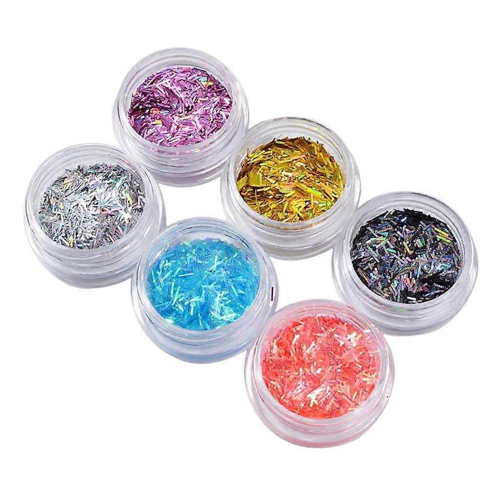 6 Cases Nail Sequins Acrylic Nails Sequins Manicure Tips - Multicolor,