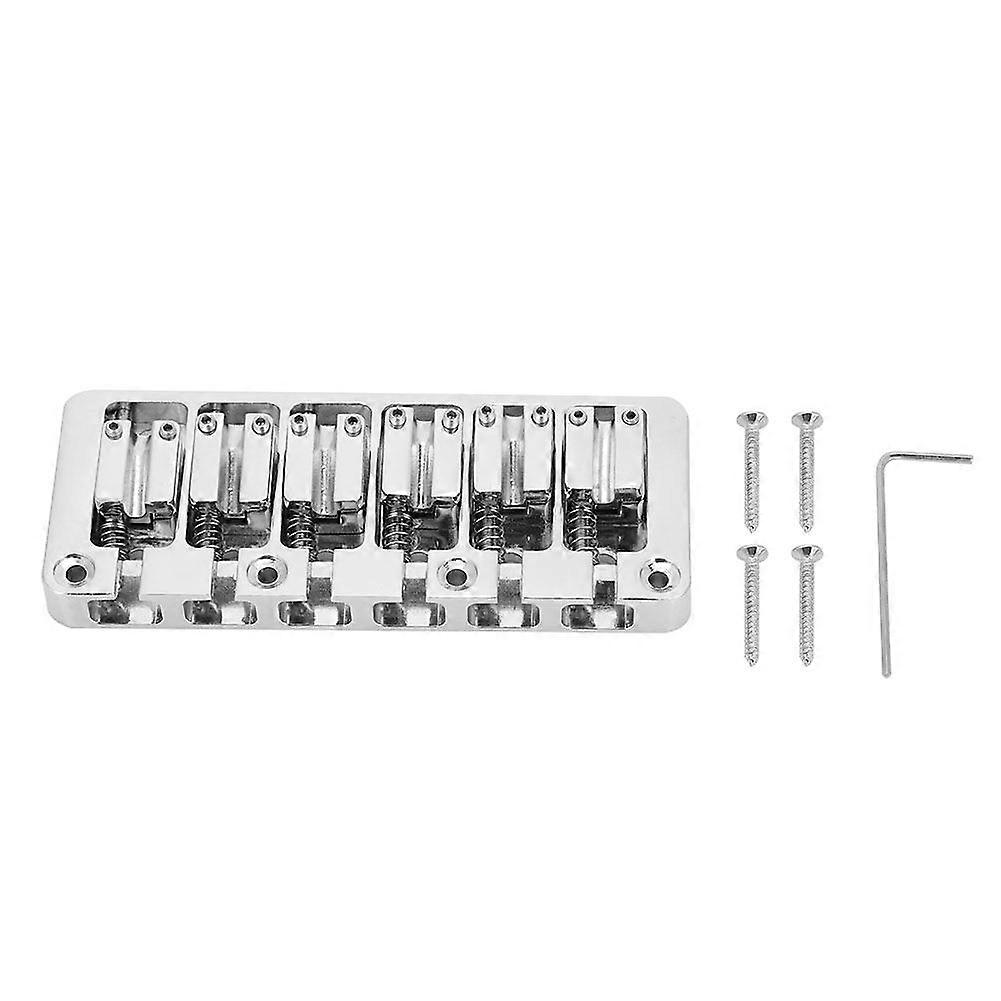 1 PC 6 String Bass Fixed Hardtail Bridge with Adjustable Saddle Chrome