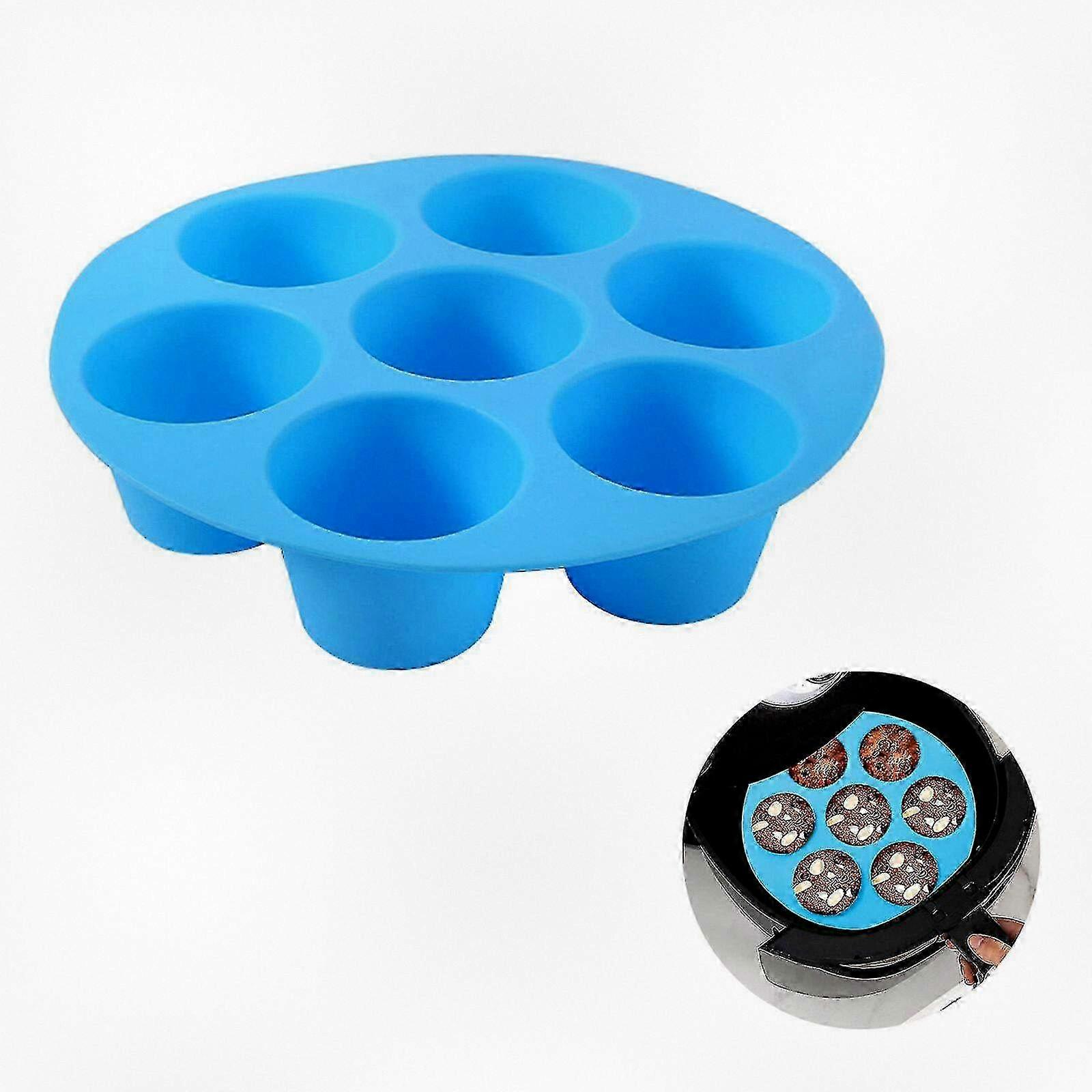 Non-stick Silicone Muffin Tin Suitable for Air Fryer and Oven, BPA Free (Black, 7 Cup Capacity) Measuring 18x4cm