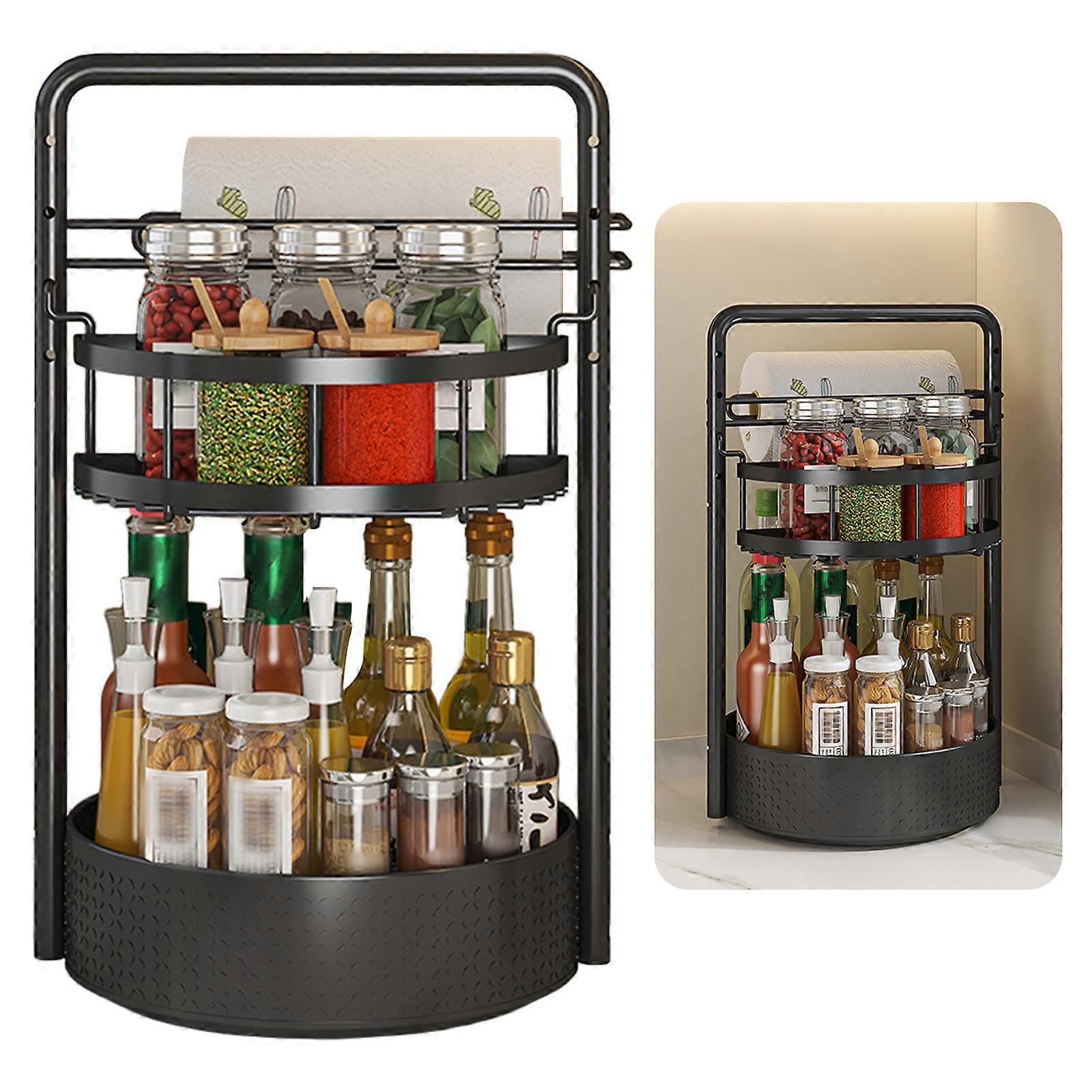 Kitchen Countertop Seasoning Rack Adjustable Height Design Space Saving Rack