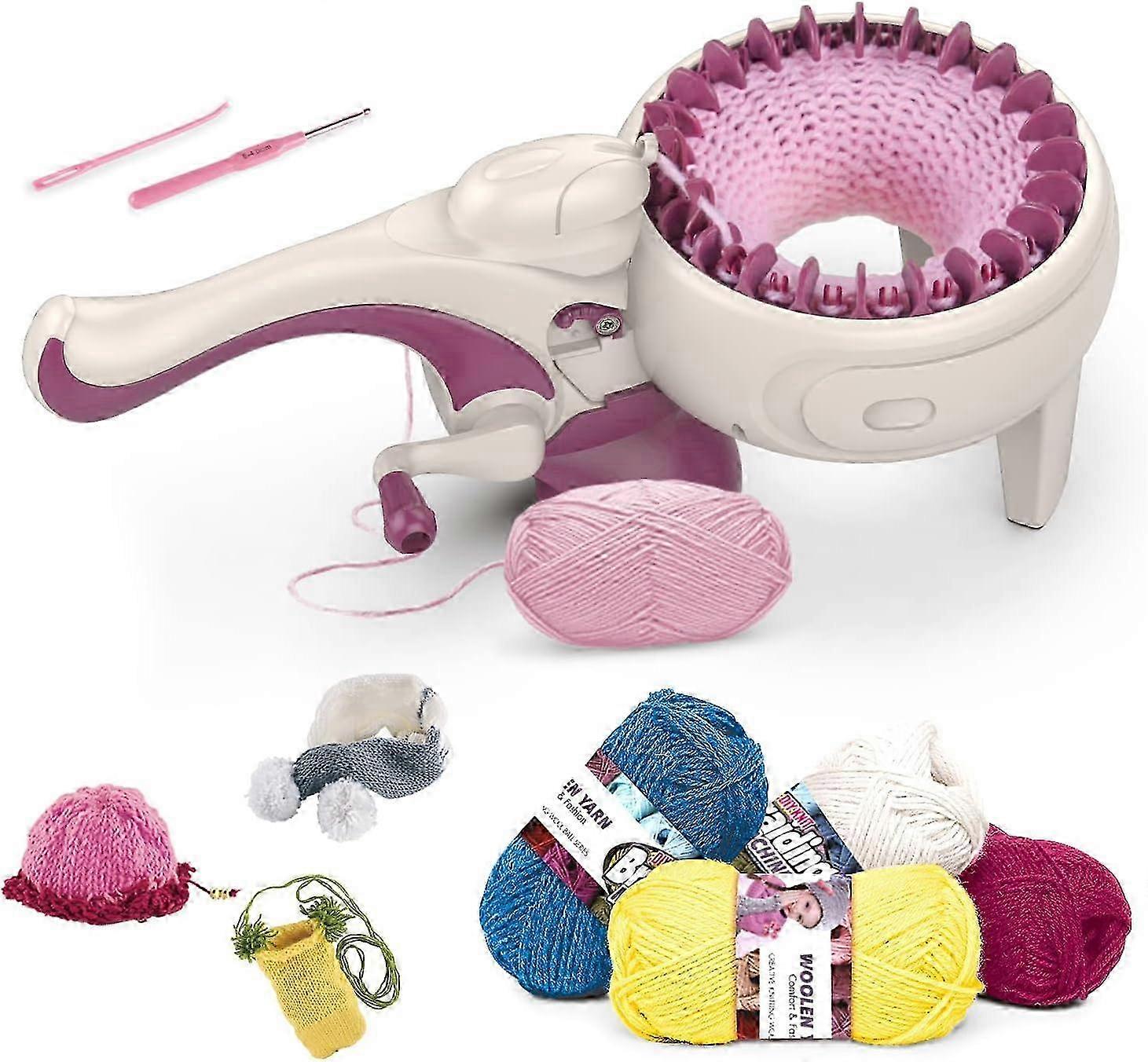 24 Needles Knitting Machine, Hand-Operated Knitting Loom, Rotating Double Knit Loom Kit