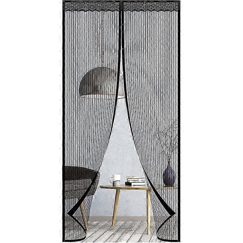 Mosquito Net for Doors 90 x 210 cm, Heavy Duty for Patio Door, Mesh Mosquito Net with Powerful Magnets and Magic Tape, (Black)