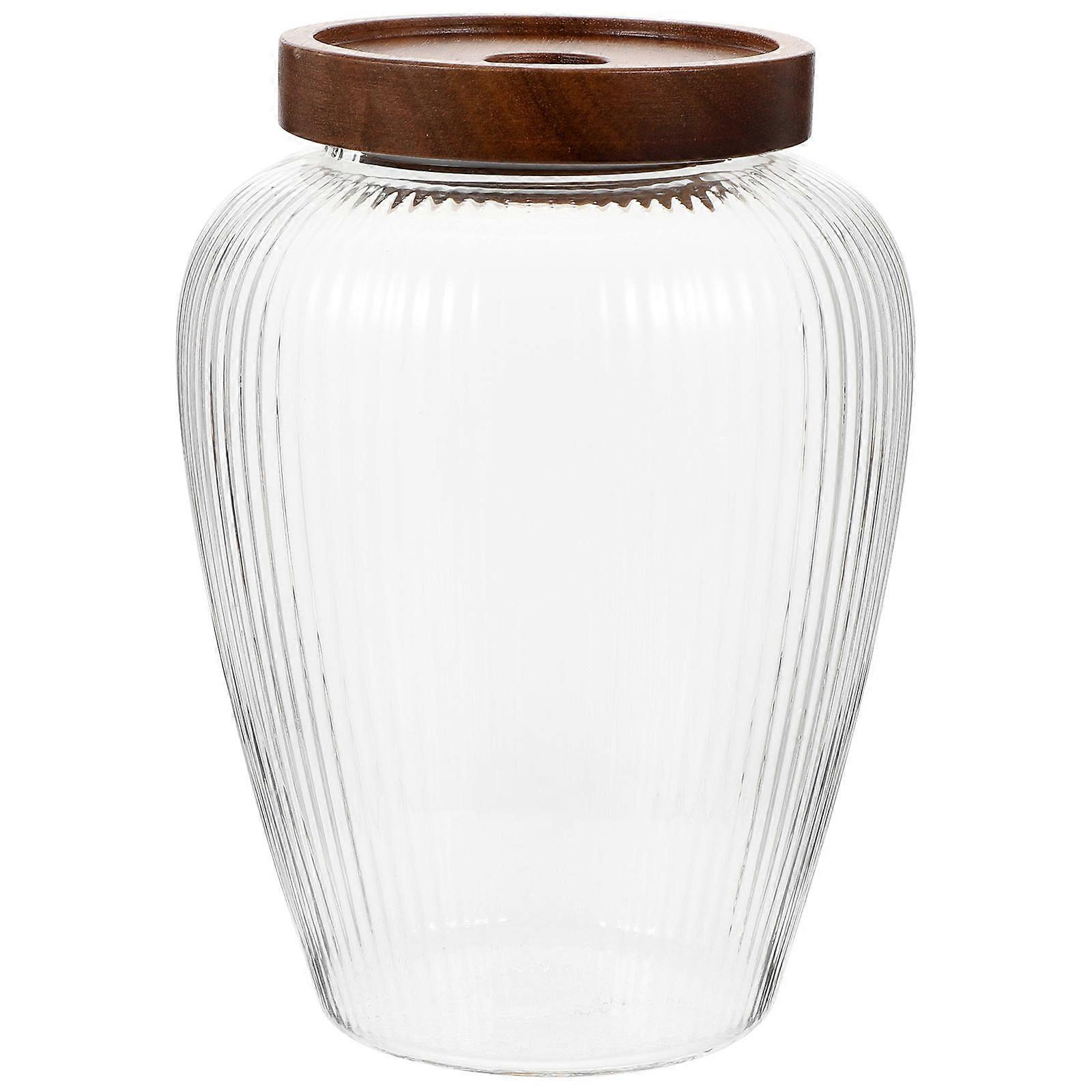 Transparent Glass Canisters with Wood Lids, Enhanced Storage , Strong Durability