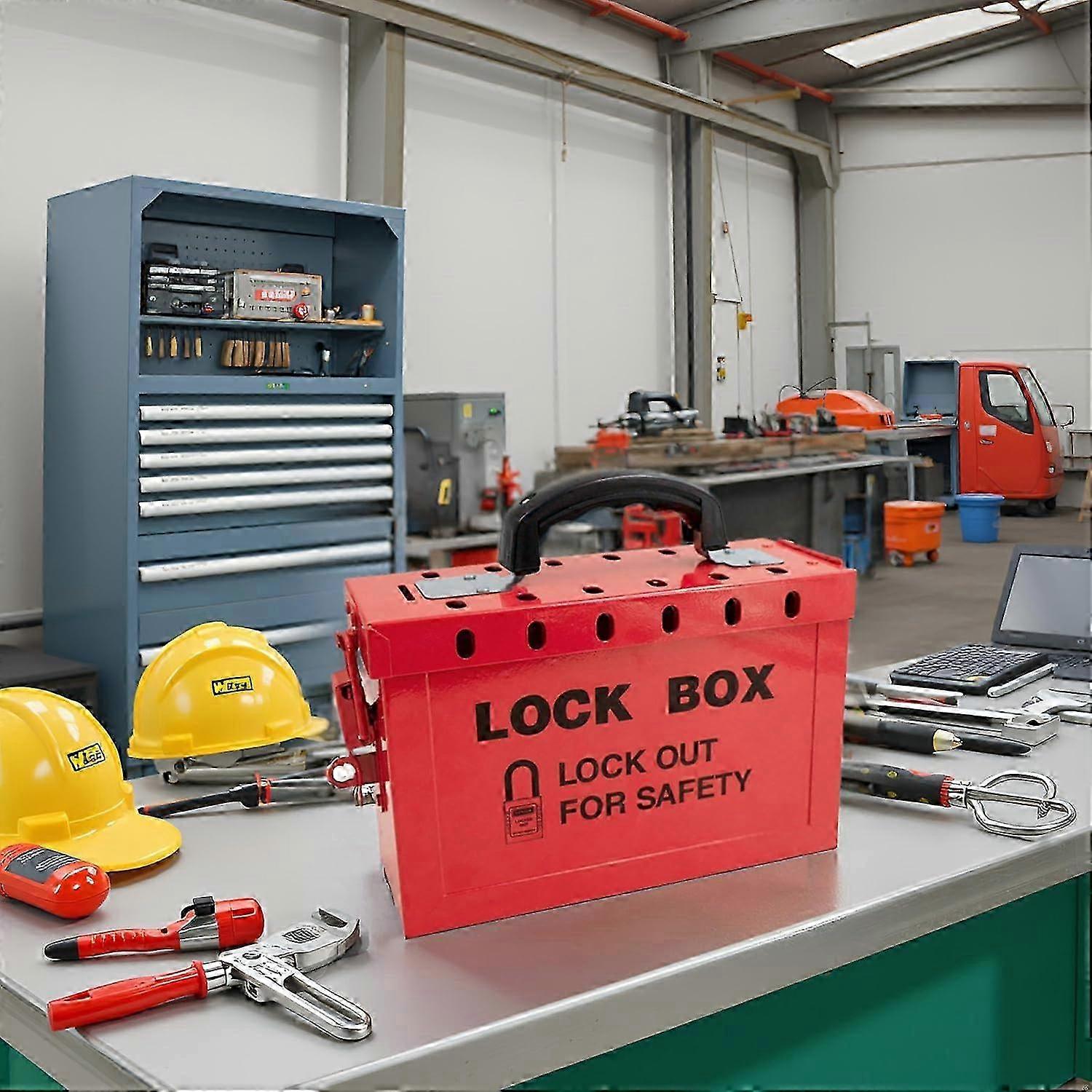 2025 Lockout Tagout Group Lockbox für OSHA-konform, rote Stahlbox mit ...