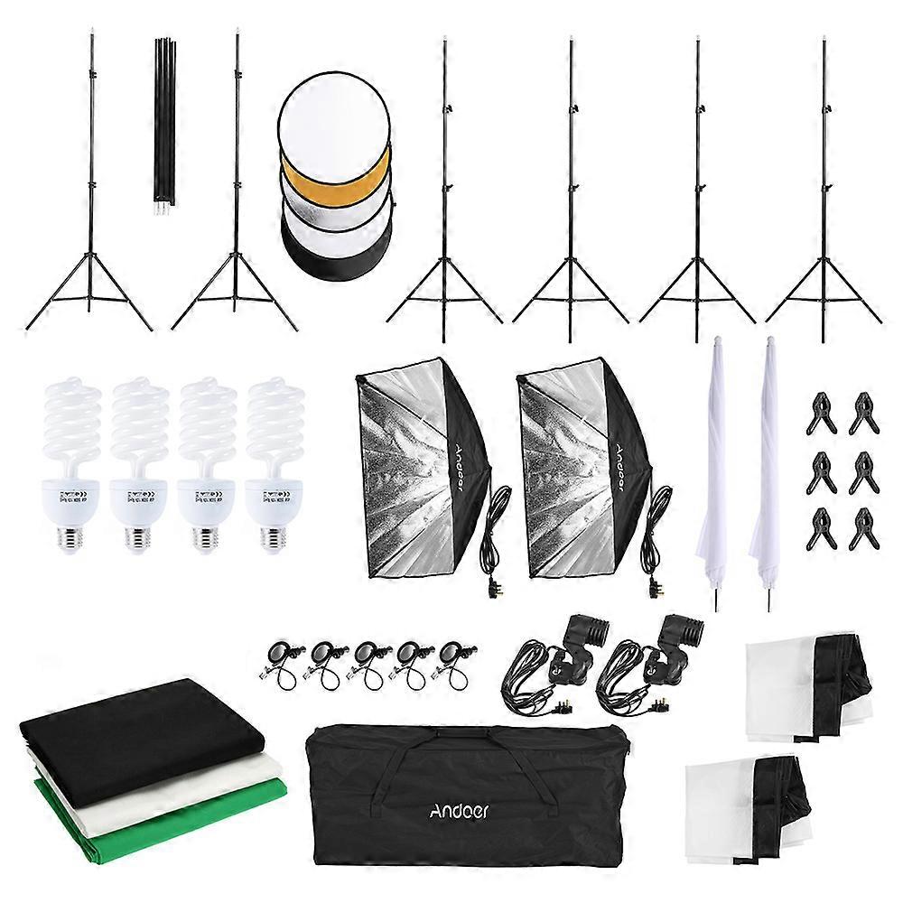 Andoer Photography Kit - Complete Studio Setup with Softbox, Umbrella, Backdrops & Stands