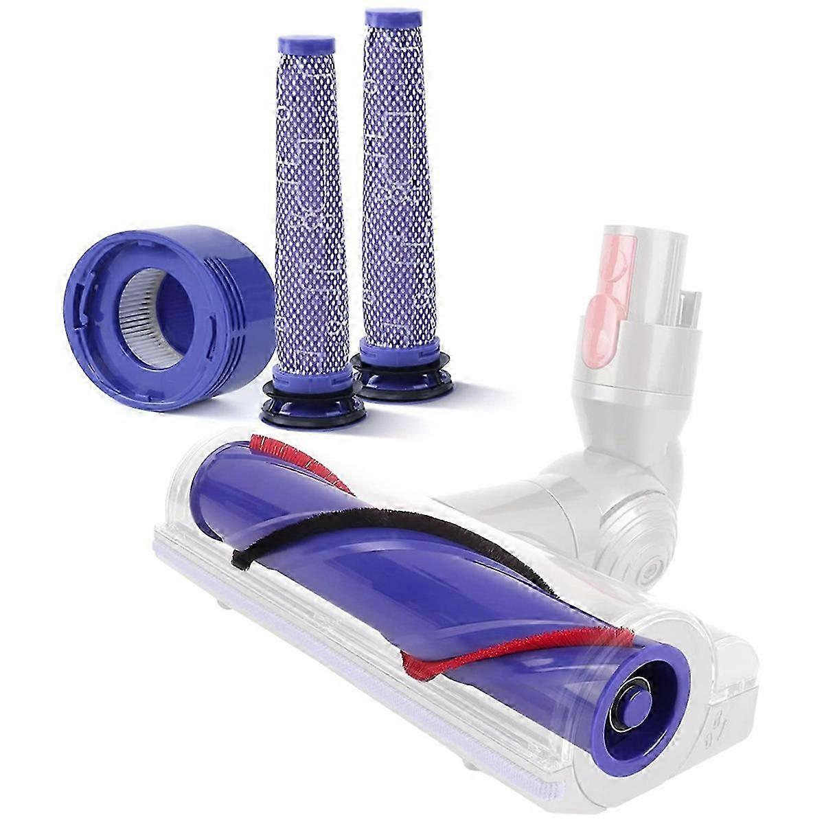 Vacuum Cleaner Replacement Kit with Roller Brush and HEPA Filters for Pre/Post Filtration Compatibility