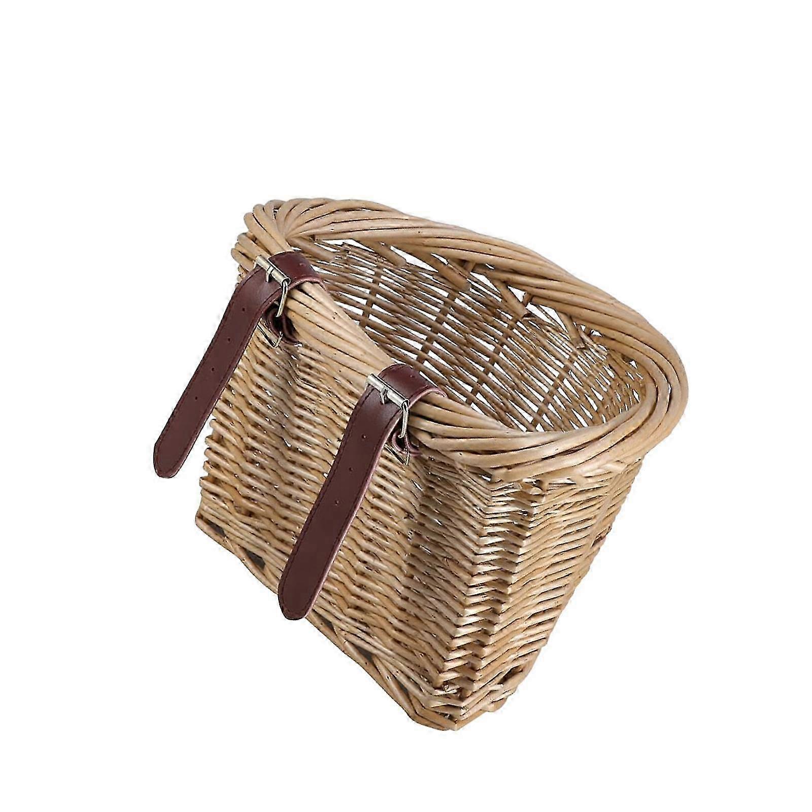 Woven Wicker Bicycle Basket for Kids - Perfect Front Accessory for Children��s Shopping Activities
