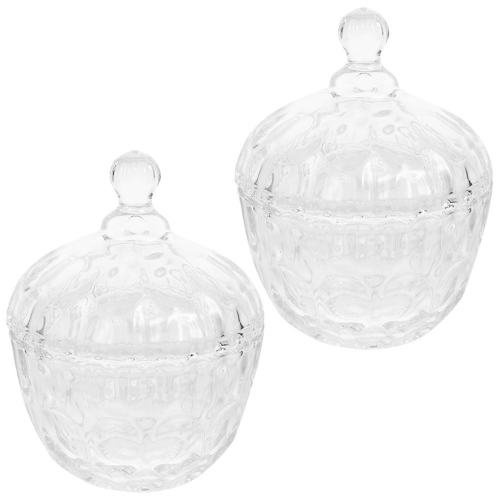 Transparent Snack Can with Lid Made of Glass for Storage 2pcs Small Size