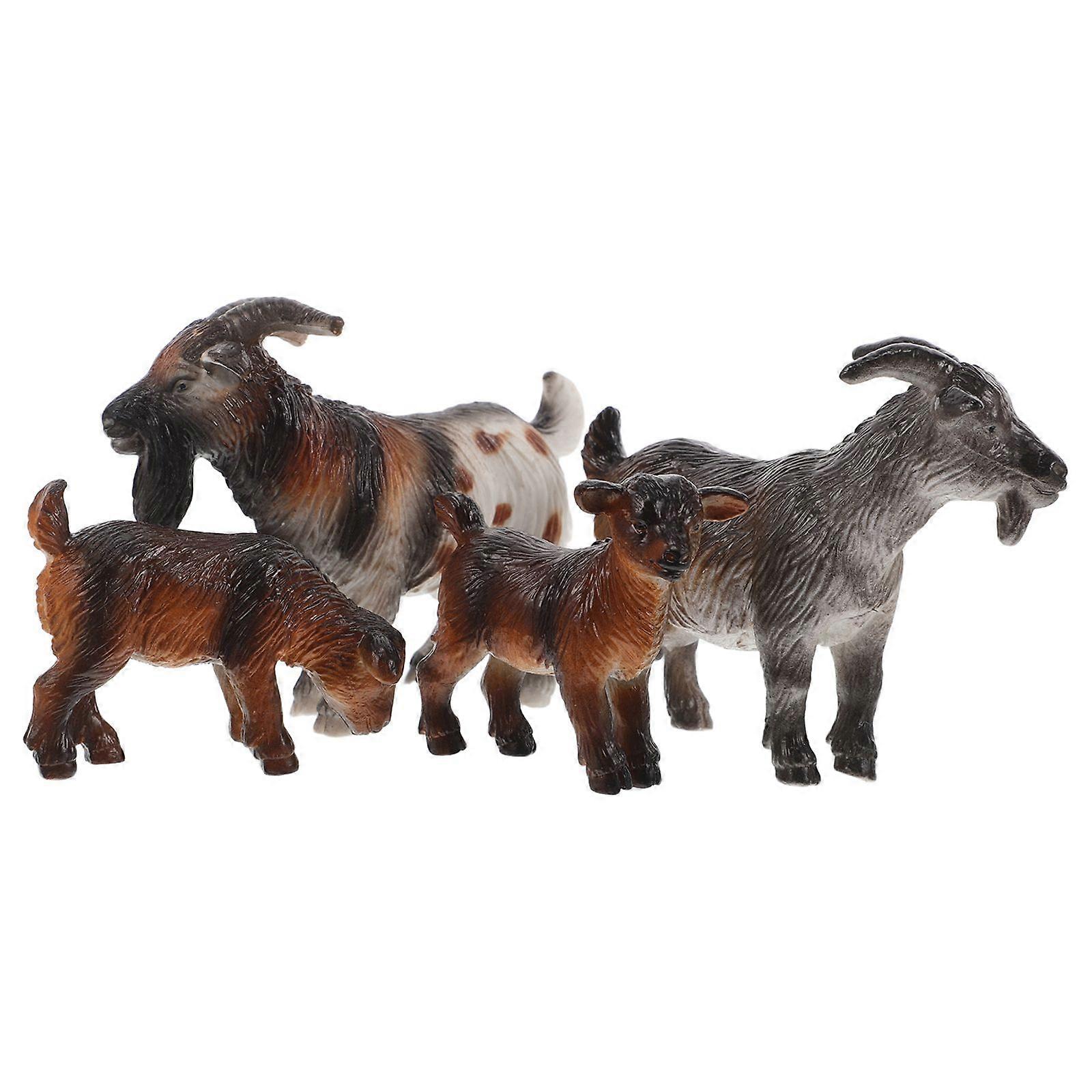 4pcs Realistic Animal Model Goat Family Set Parent-Child Interactive Toy Lifelike Simulation Goat Models Collectible Sheep Figurines for Home Decor