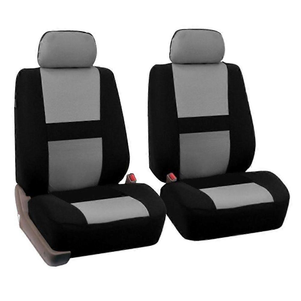 2Pcs Full Set Universal Fit Auto Car Seat Covers Light Breathable Interior Split Bench Covers (Grey)