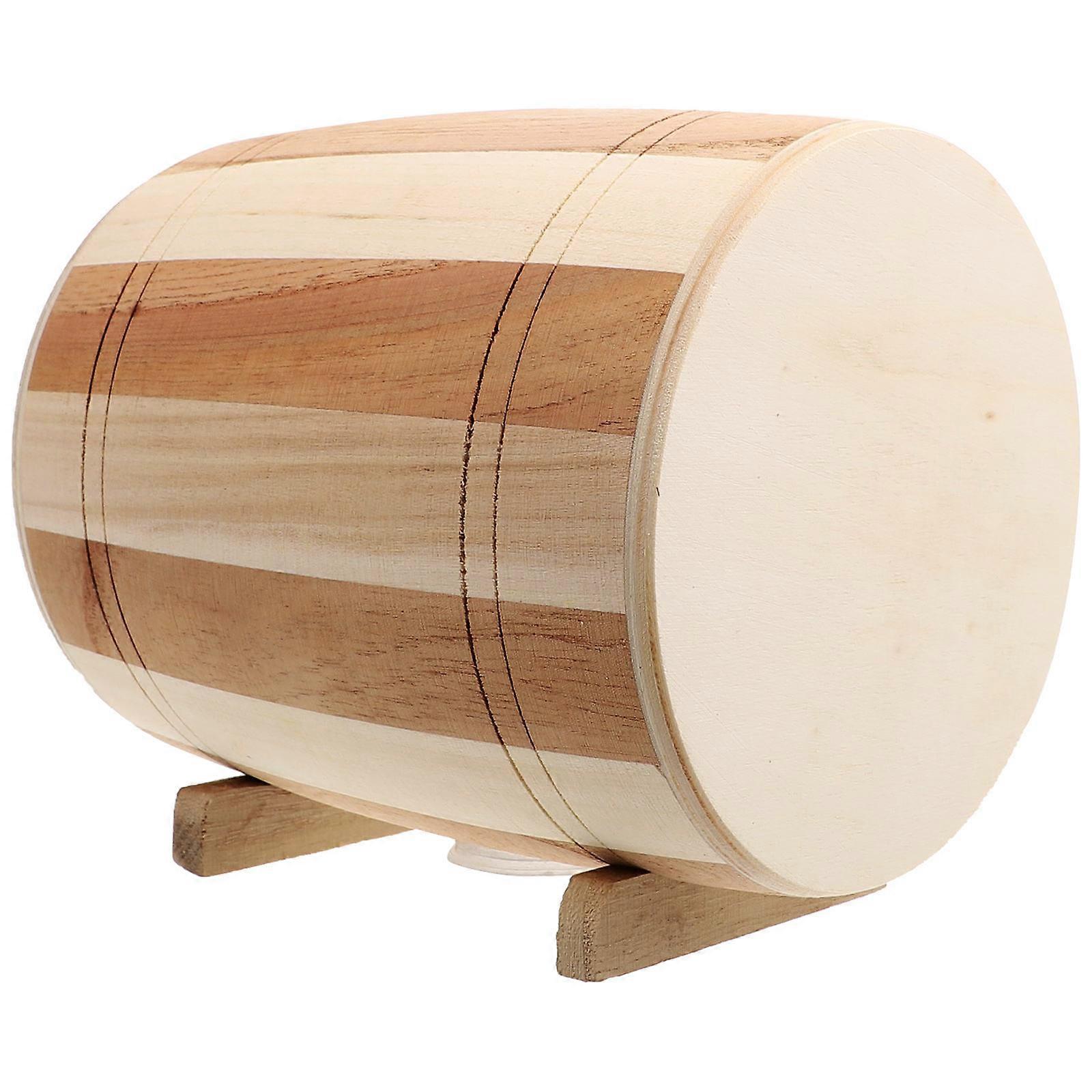 Sturdy Wooden Piggy Bank, Barrel-shaped Desktop Ornament with Easy Care Surface