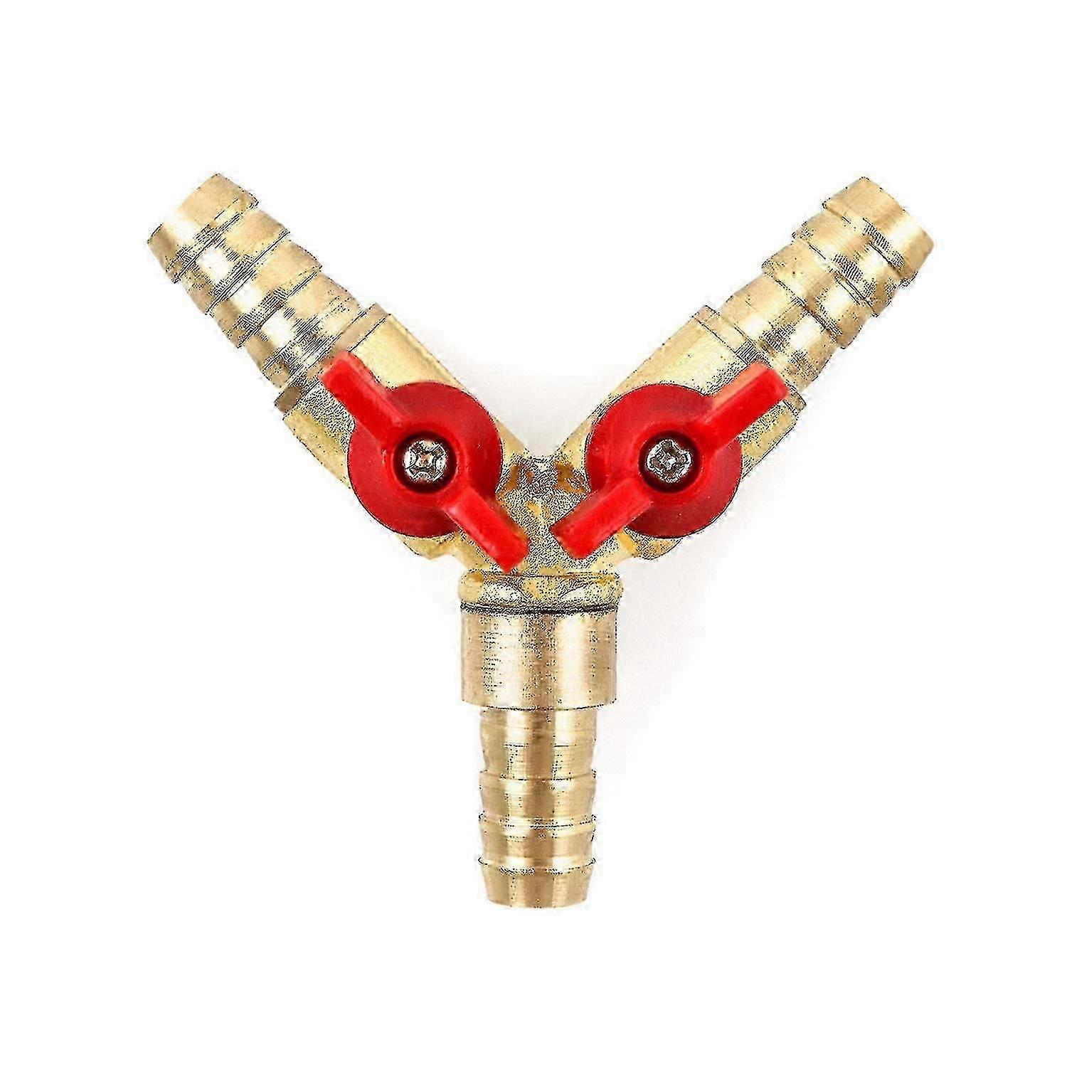 Y Hose Connector 3 Way Splitter, Brass Zinc Alloy, 10mm Water Oil Gas Ball Valve for Garden Irrigation (1 Piece)