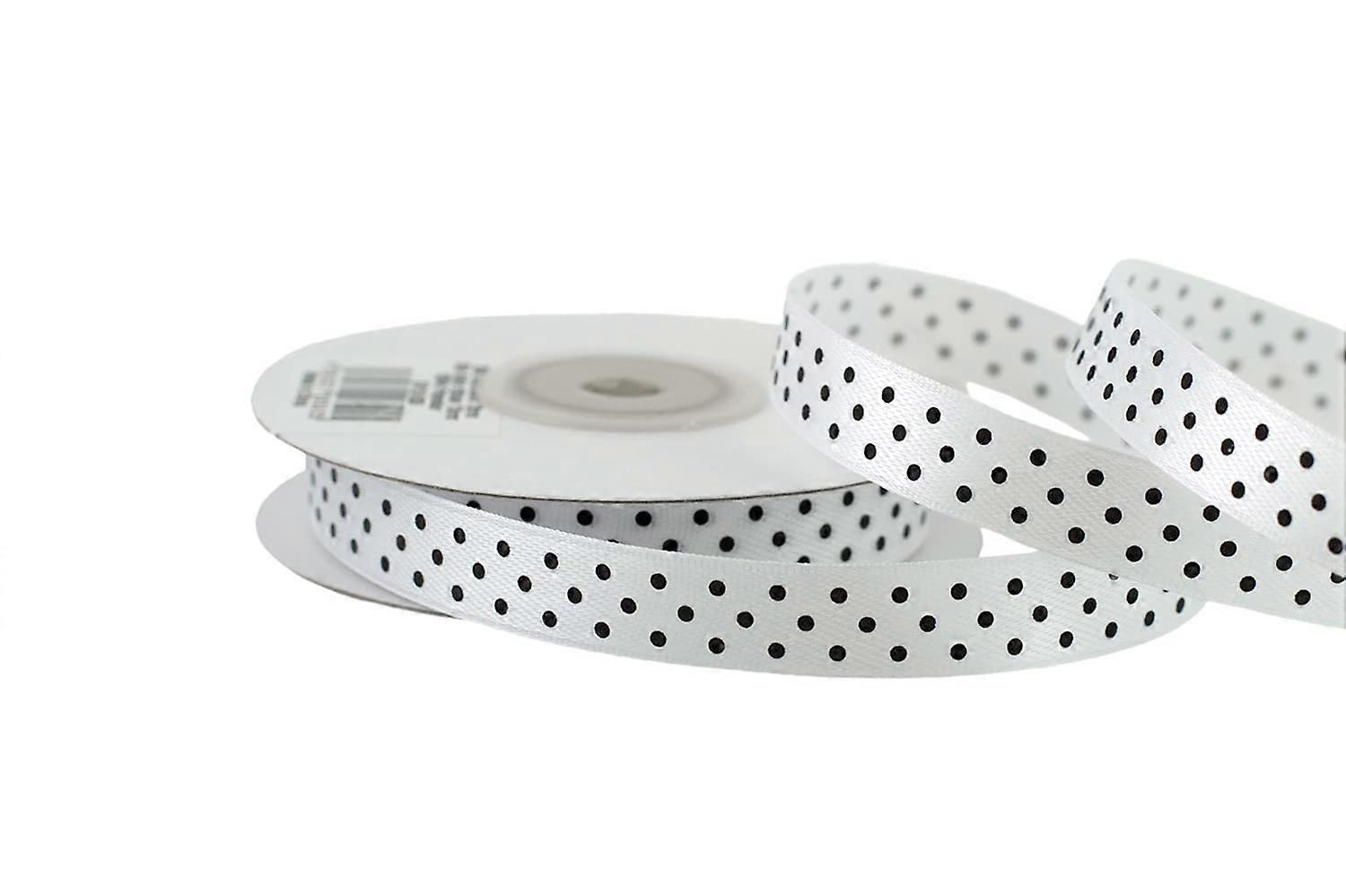 25 m roll satin ribbon 12 mm with dots, white White 029
