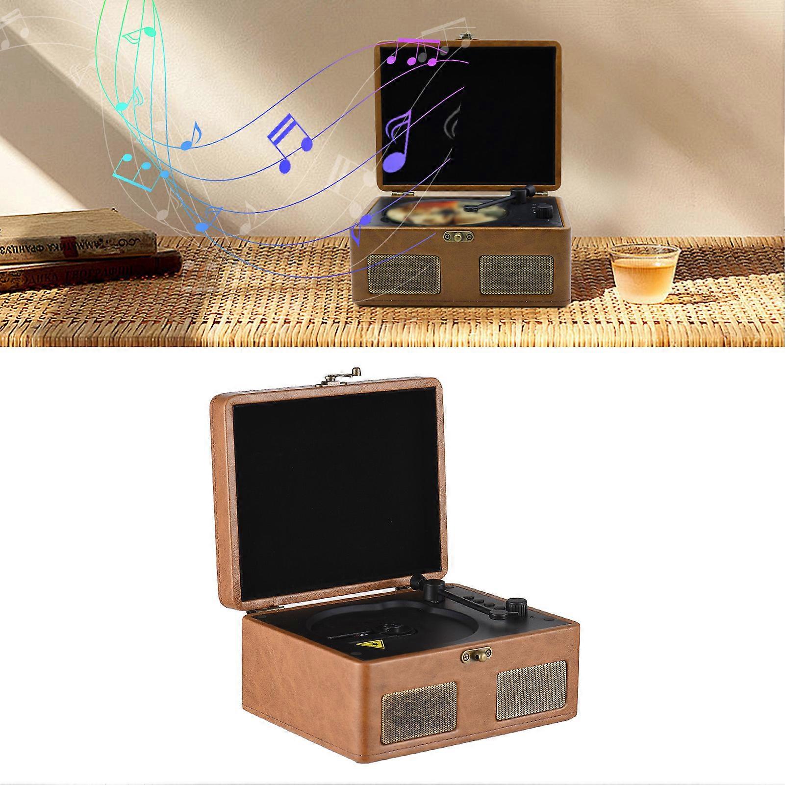 Retro CD Player Multifunctional Tray Type BT Player Turntables USB Drive Playback Portable CD Player with Remote Control Built in 2 Speakers Recharge