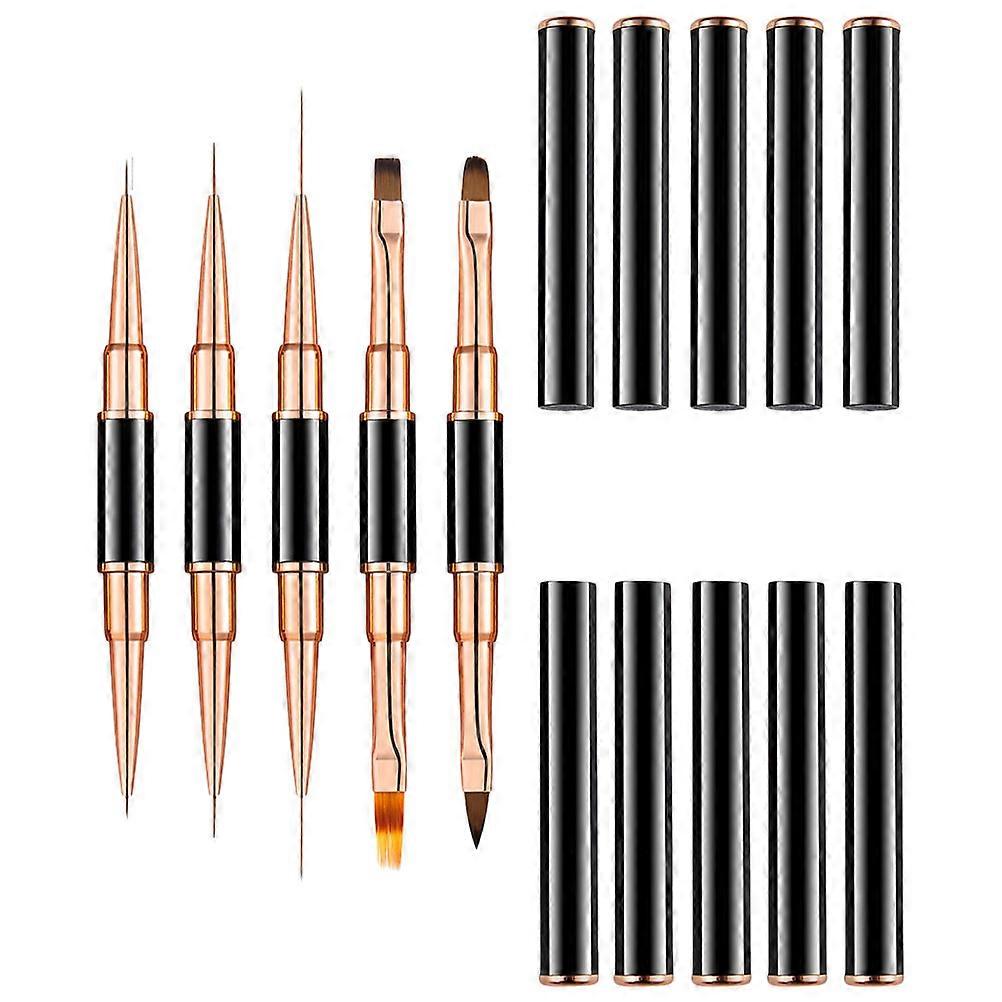 Outlining Brushes Nail Art Liner Pens Home Use Beginners Assorted Color 5Pcs