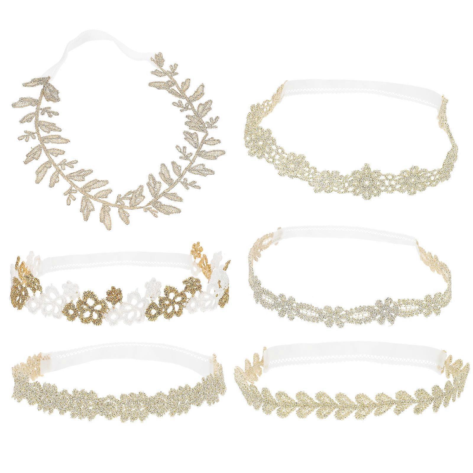 6pcs Lace Headbands with Flower Patterns – Comfortable Elastic Hair Accessories for Showers & Special Occasions