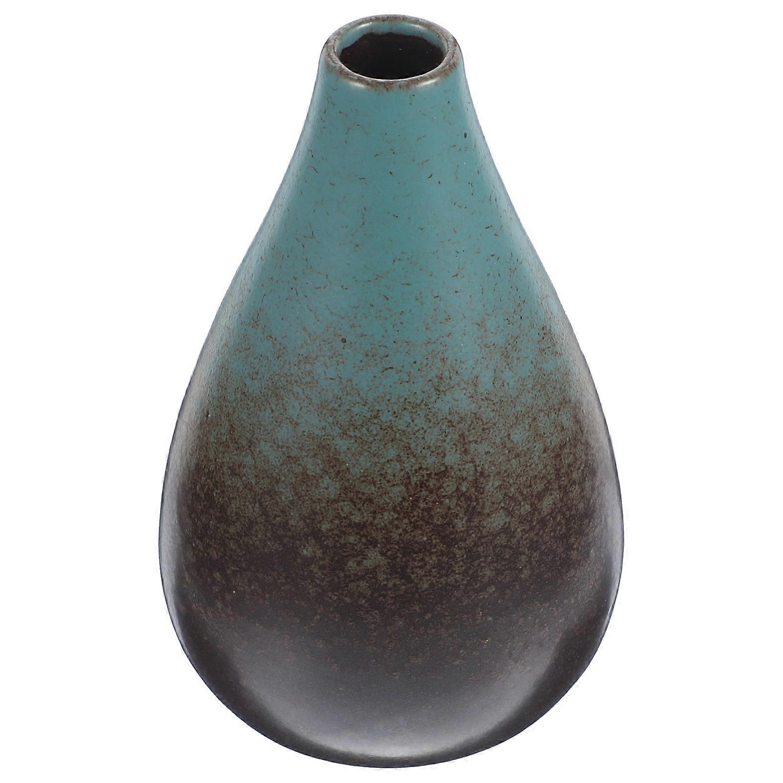 Ceramic Flower Vase Home Decoration Simple Shape Flat Bottom Black 1Pack