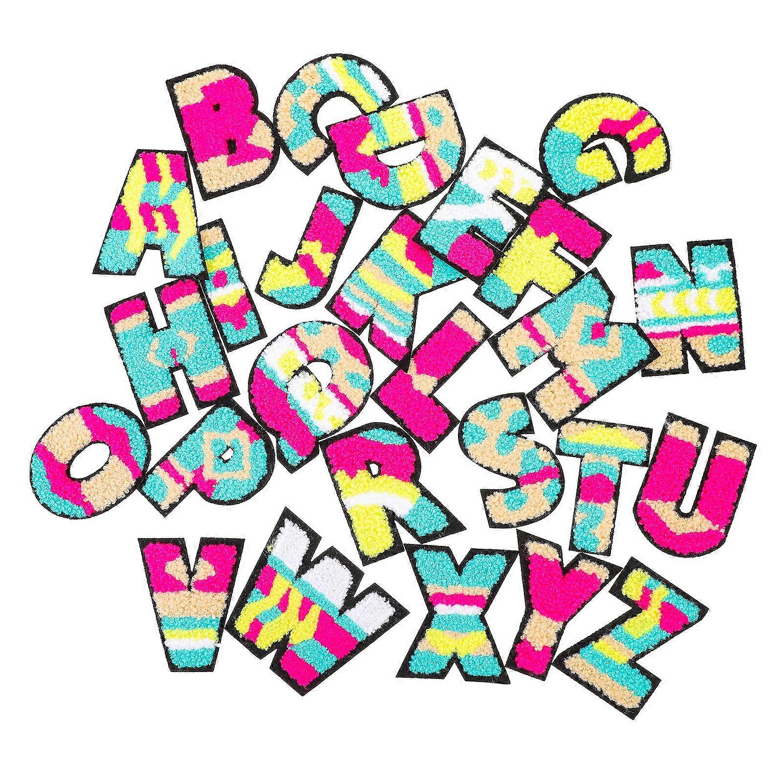 Decorative Iron On Letter Patches For 7x6cm Assorted Color 26Pcs