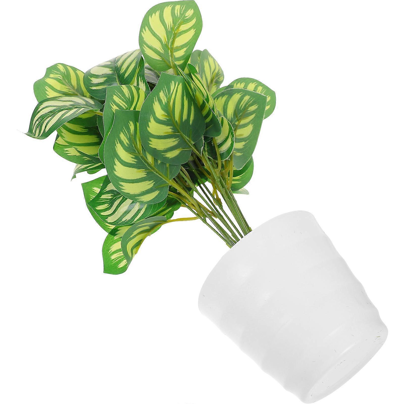 Realistic Artificial Watermelon Leaf Potted Plant for Home or Office Indoor Decoration – Lifelike Greenery for Tabletop and Aesthetic Spaces