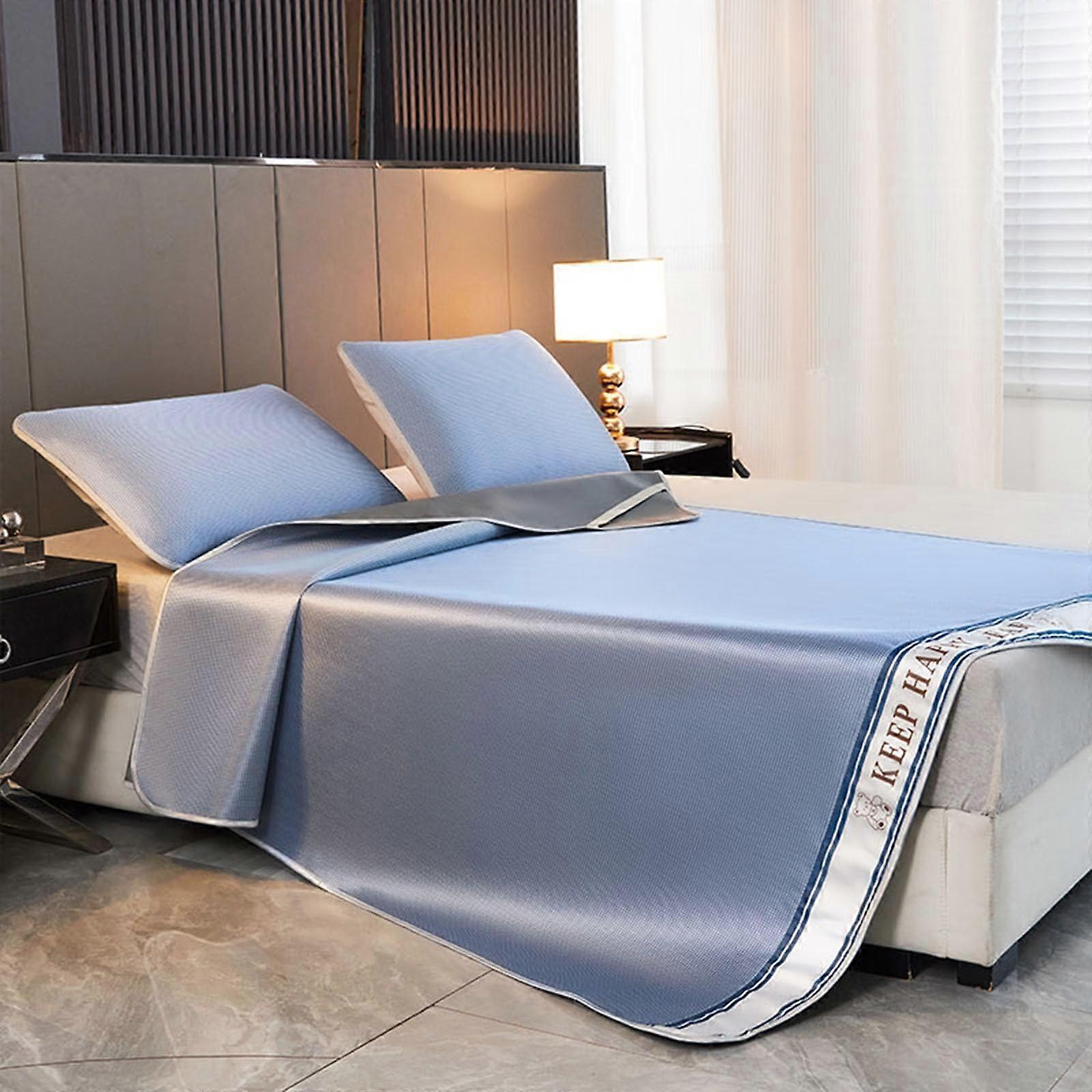 Ice Silk Bedding Set, 3-Piece Cooling Sheets With Pillowcases, 180x220 cm, Solid Color, Breathable Summer Keeps You Cool