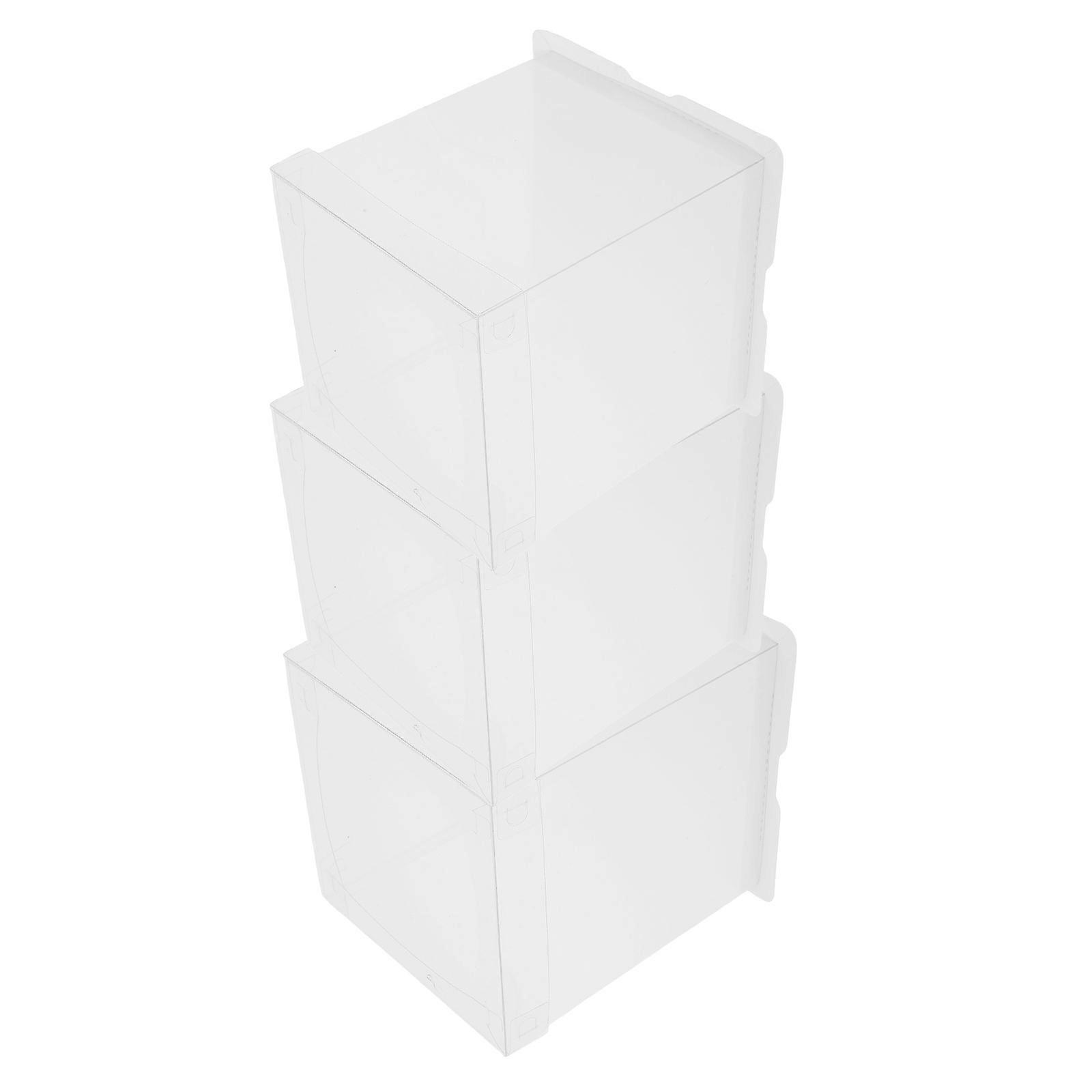 Cake Boxes Clear Display Protection Square Transparent For Birthday 3Pcs