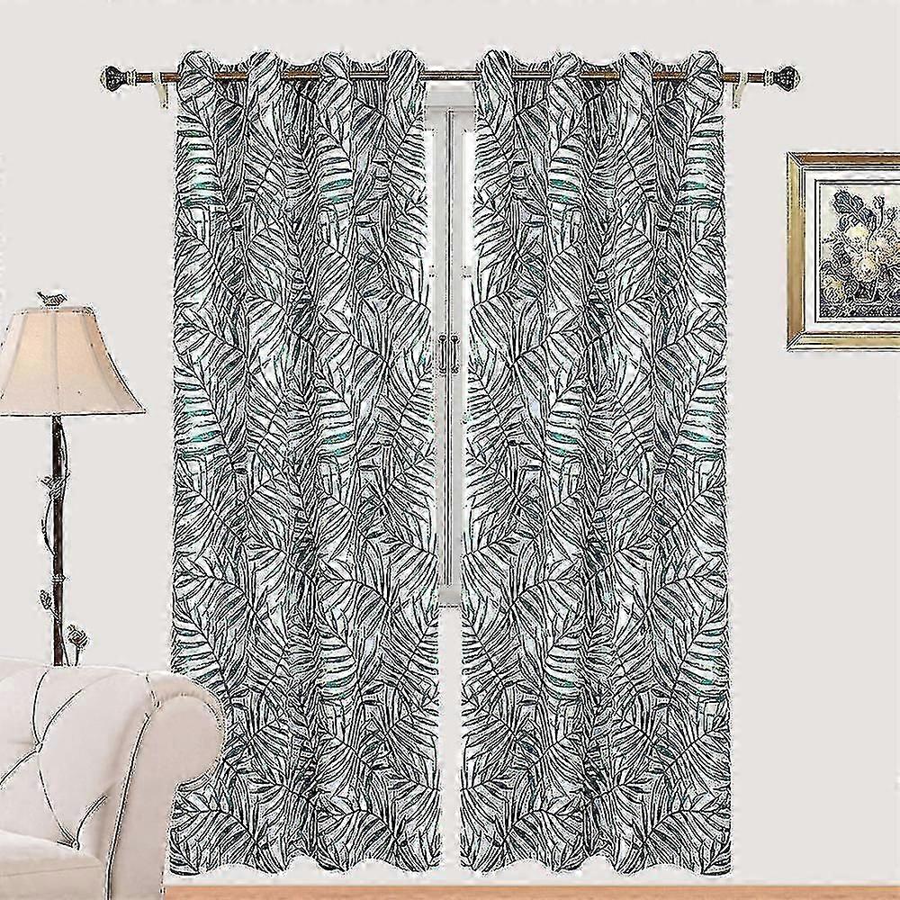 Leaf Print Polyester Blackout Curtains  132*183CM