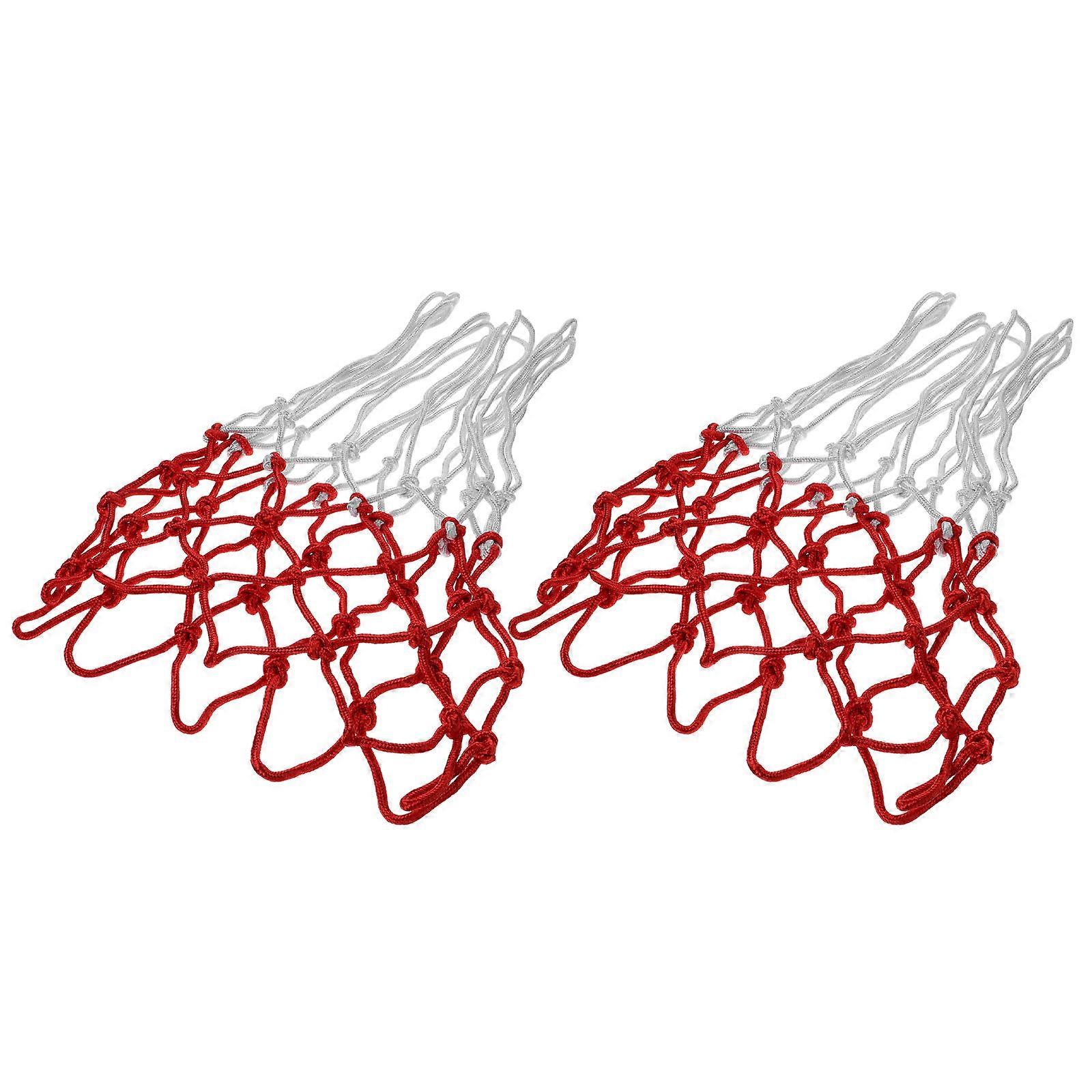 Weatherproof Nylon Basketball Nets Recreation Red Easy Installation 2Pack