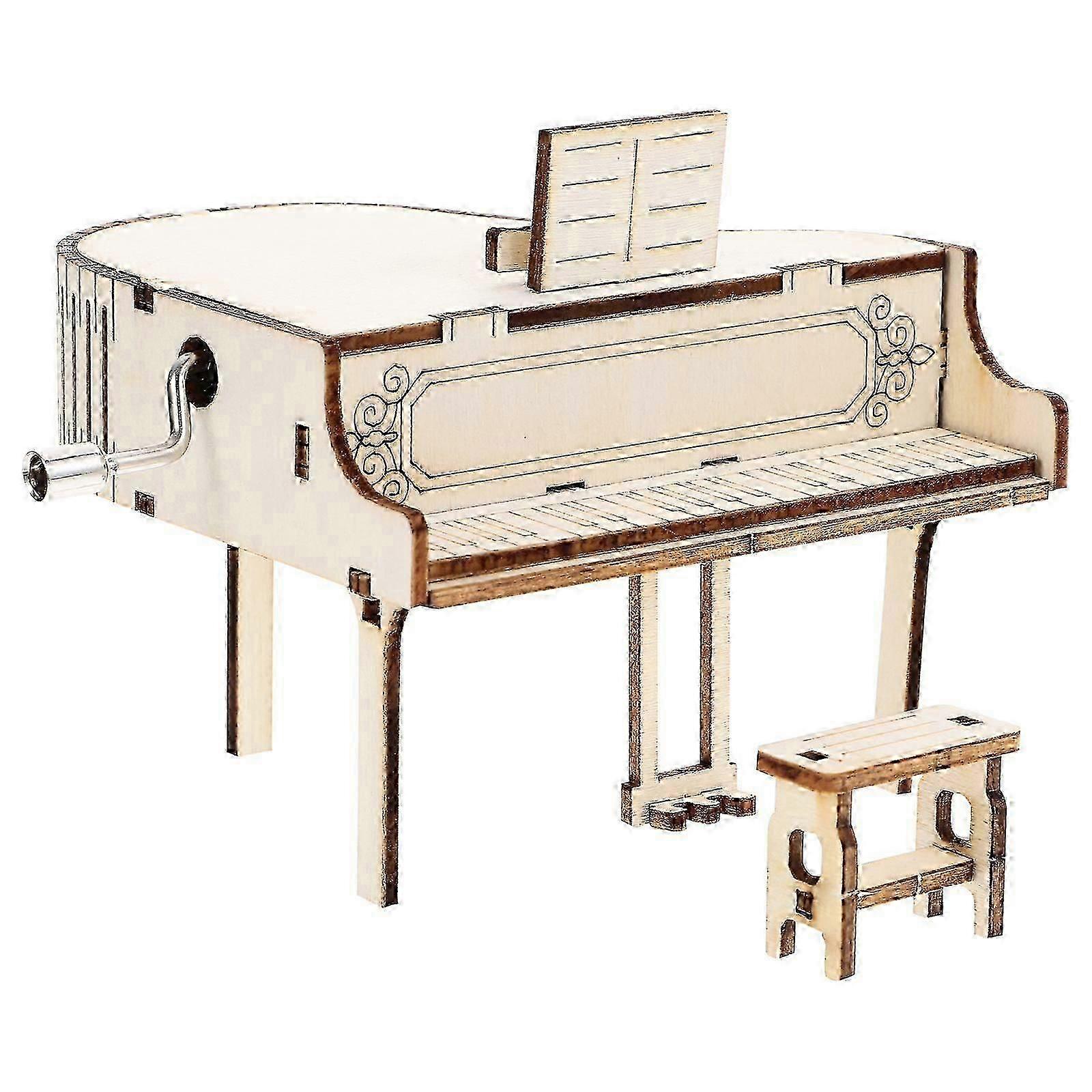 Creative DIY Handcrafted Assembling Piano Musical Box Model Plaything Desktop Ornament