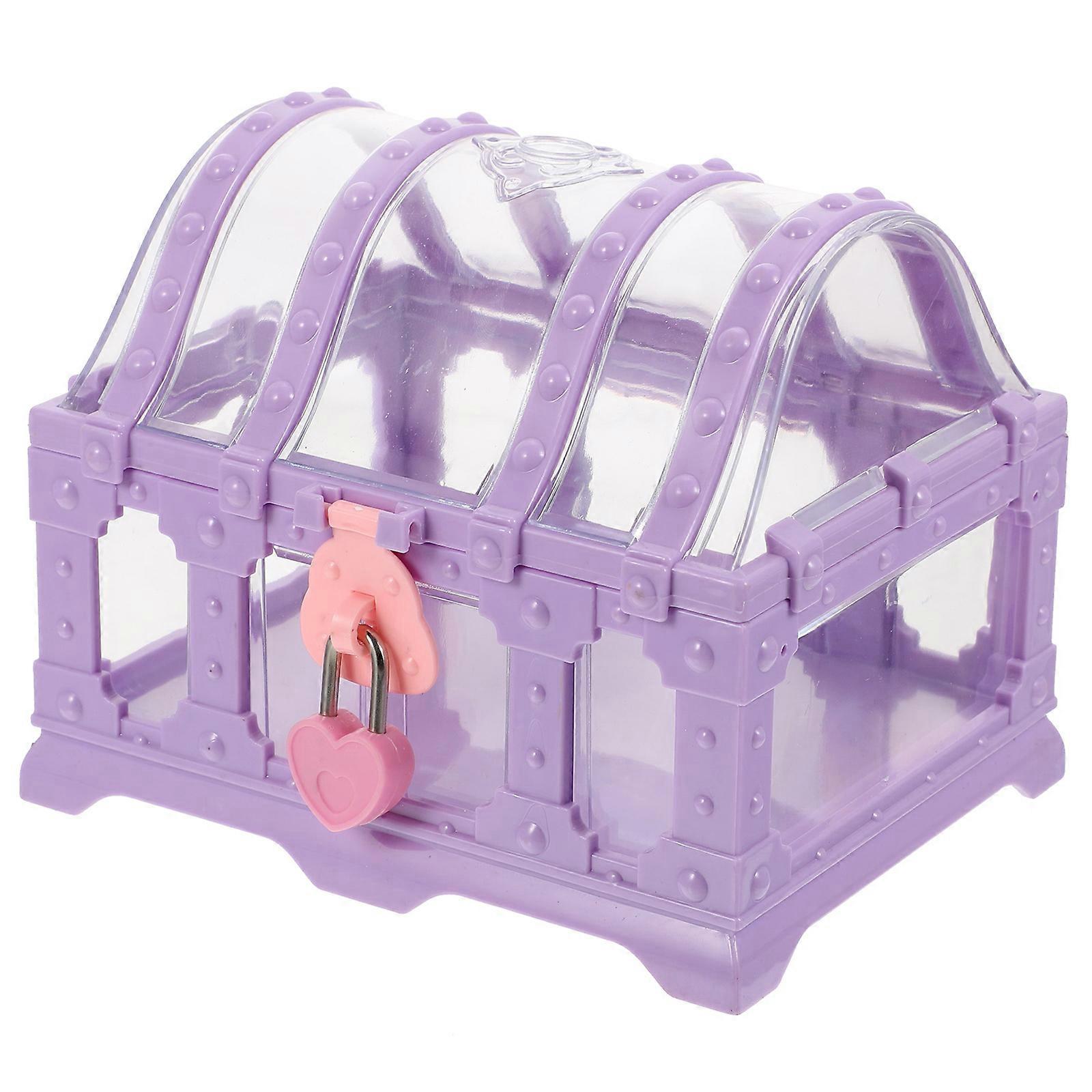 Transparent Purple Pirate Treasure Chest Box with Lock for Medium Jewelry Storage – Decorative Keepsake Organizer for Pirate Theme Parties & Birthday