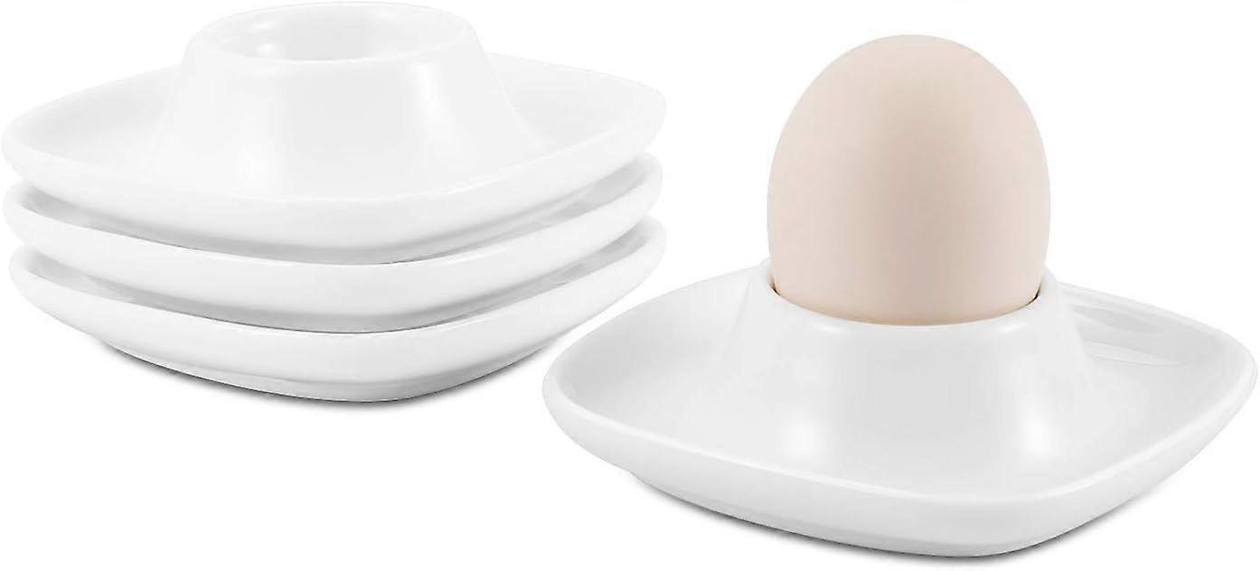 Ceramic Egg Cups Set of 4, Porcelain Hard Soft Boiled Egg Holder Container w/Base