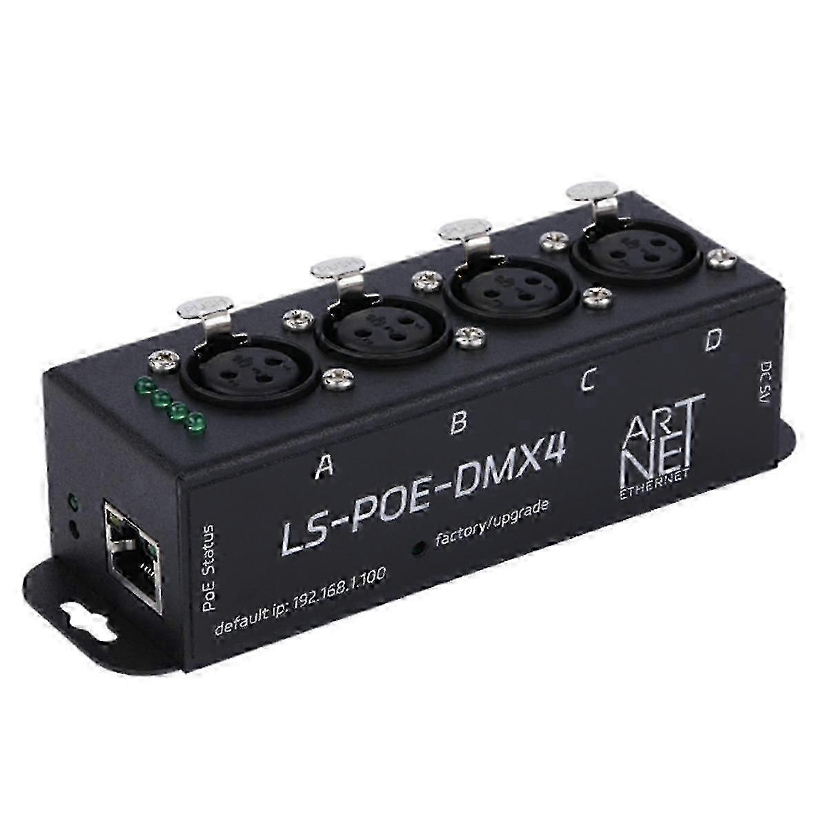 Mini POE Ethernet ArtNet DMX512 Controller 4 Universe 2048 Disco Lighting for Compatible Brands Like MA2 and Grandma3