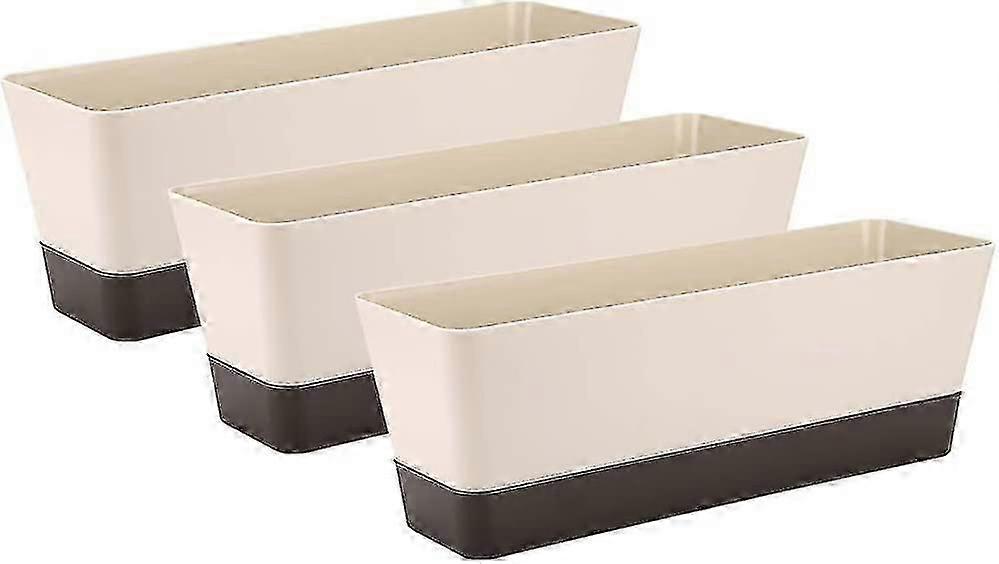 Rectangular Flower Box, Rectangular Plastic Flower Pot, Outdoor Balcony Planters 30.5cm, Set Of 3