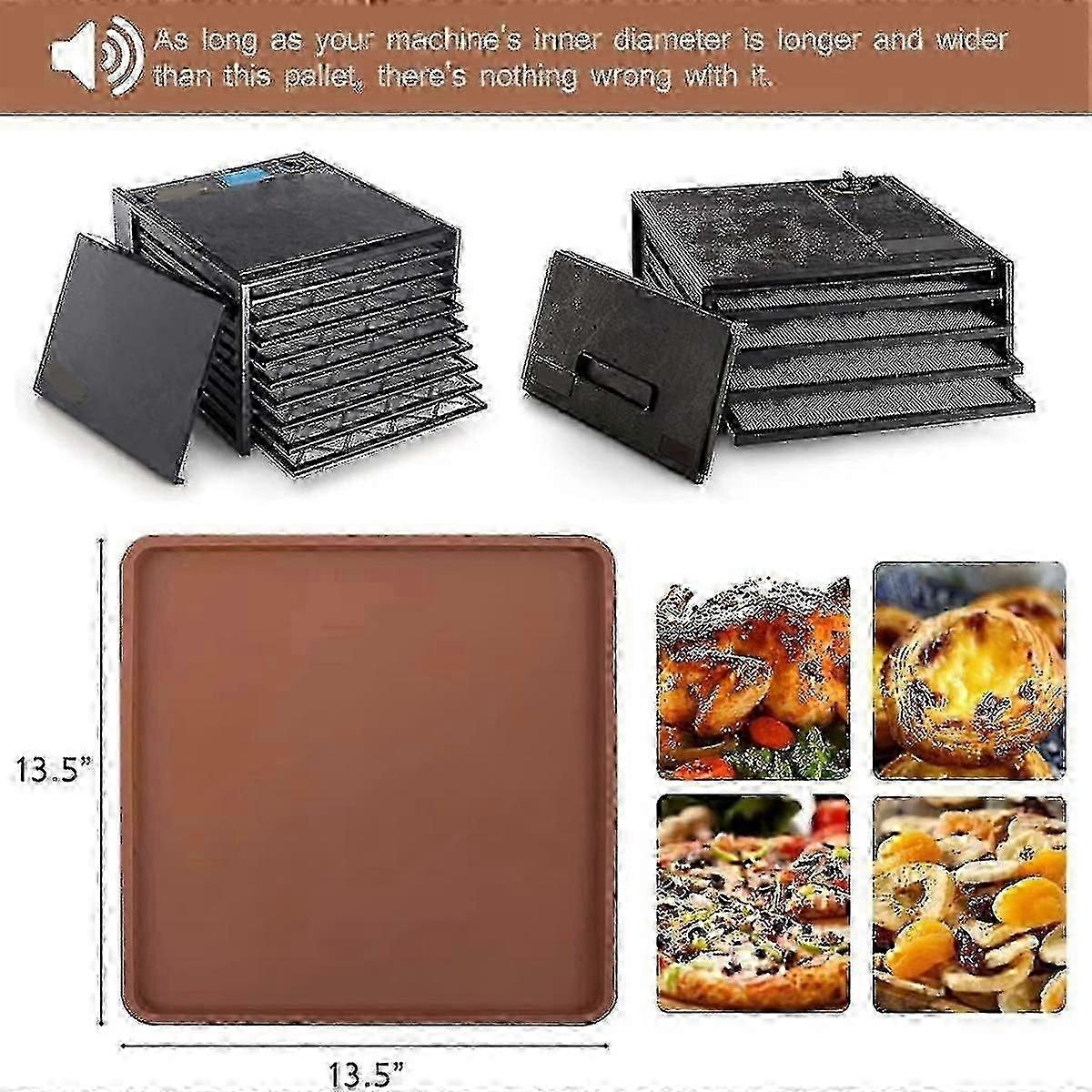 6 Pack Silicone Dehydrator Sheets with Edge for 14x14 inch Trays, Nonstick Multi-Reusable Sheets