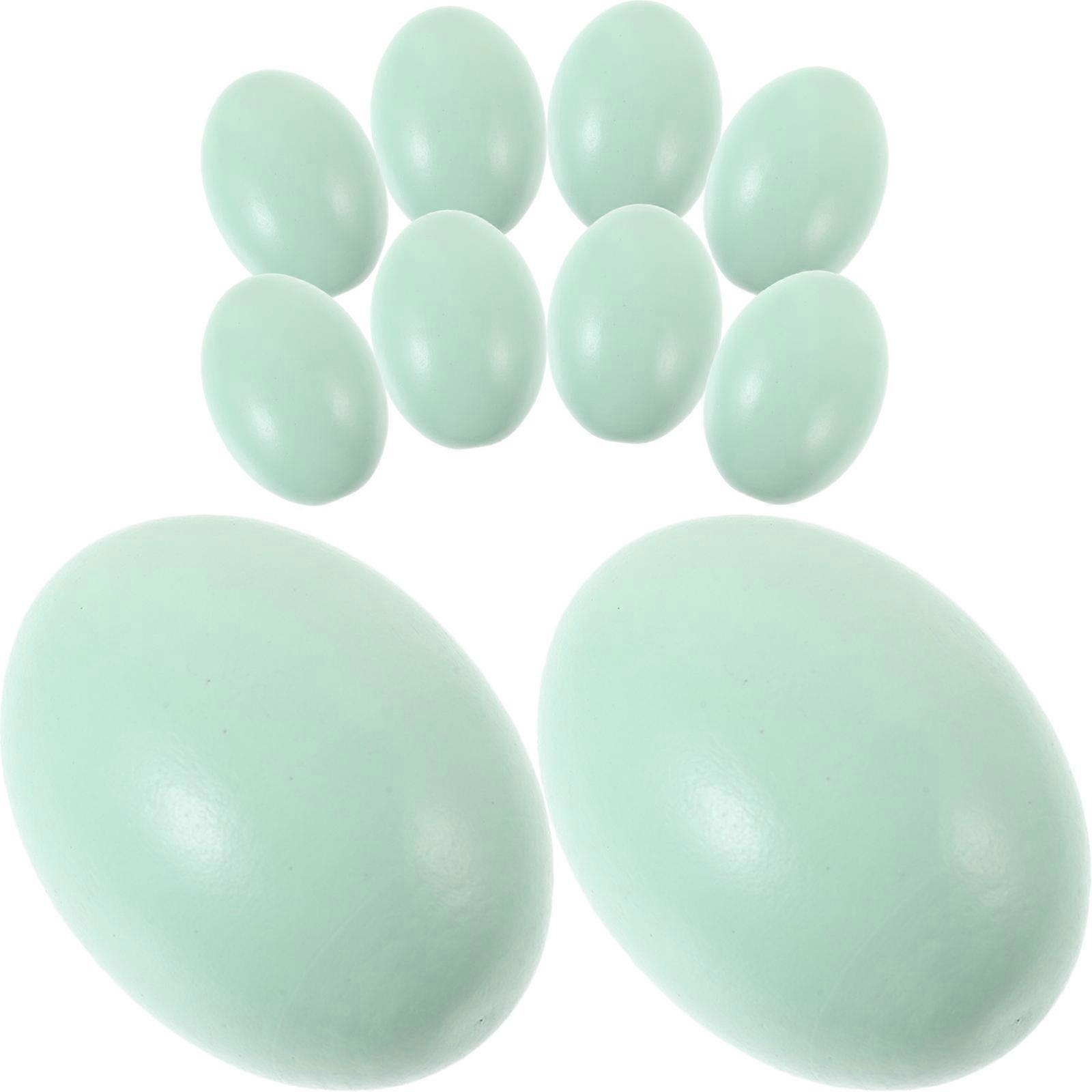 Simulation Egg Decorations Unpainted Wood Eggs For Art Activities Children鈥檚 Toys Green 4.5X6CM 10Pcs