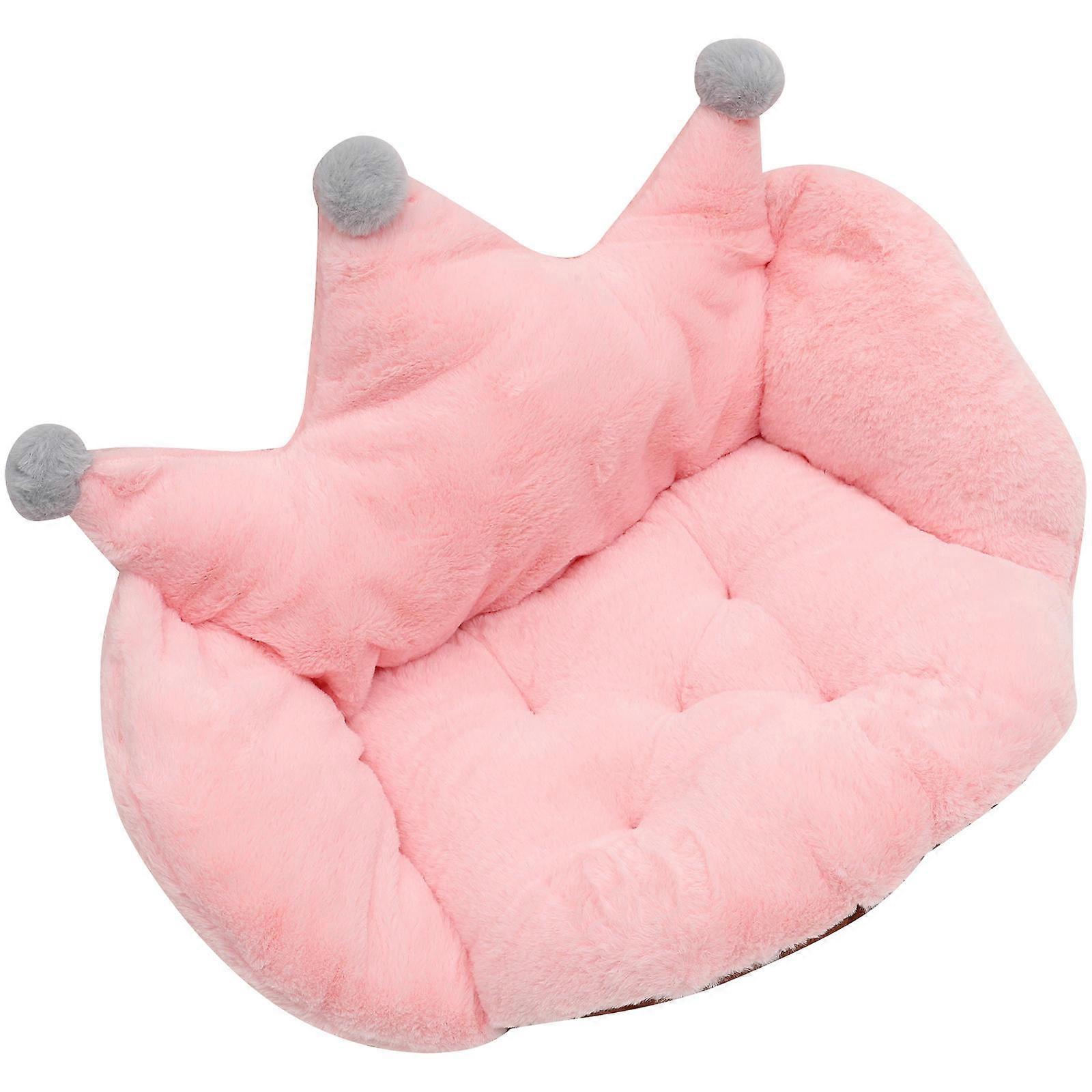Office Use Pink Plush Back Cushion 55x40cm Machine Washable 1Pcs