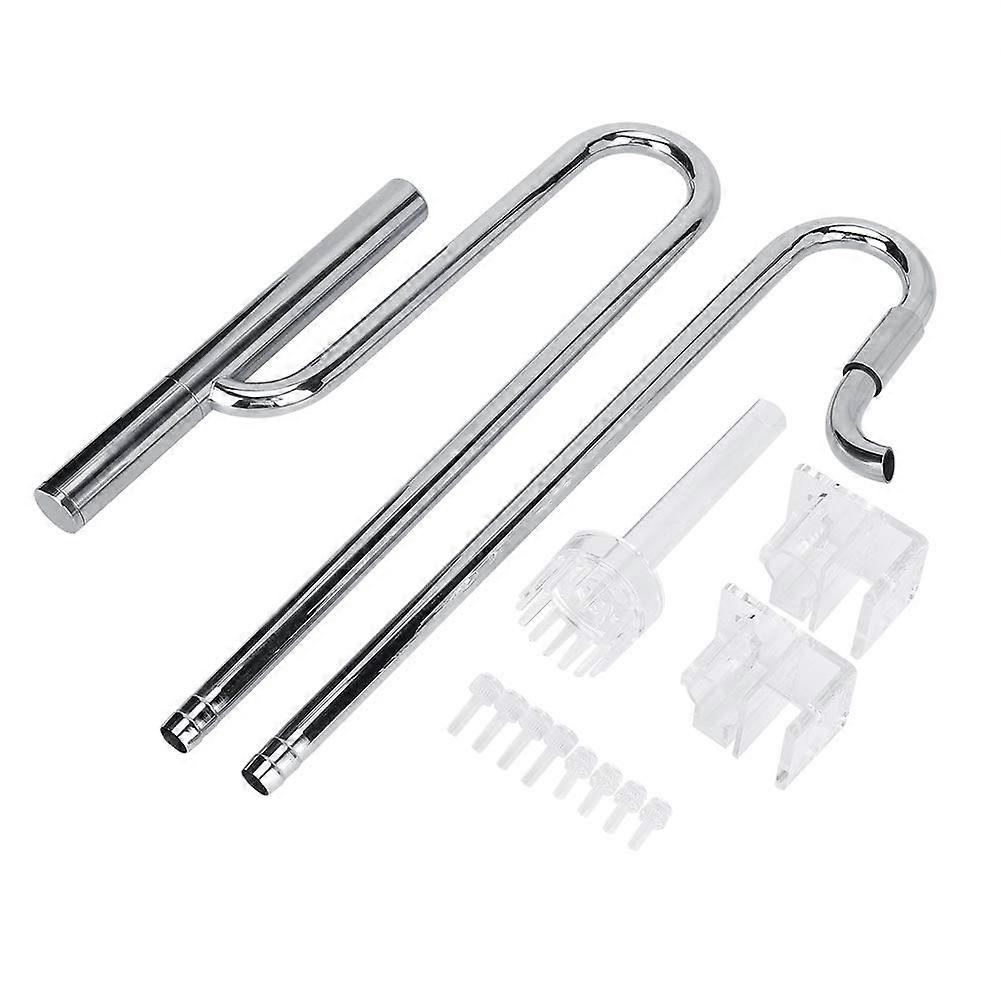 Stainless Steel Lily Pipe Set With 2 Acrylic Holders For Aquarium Surface Skimmer, Adjustable Inflow Outflow, 16mm
