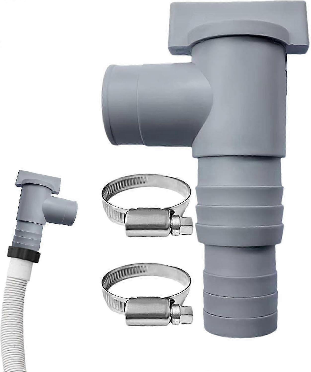 Plunger Valve Pool, 32 mm Hose Adapter for Replacement, Hose Connection with 2 Hose Clamps and Dual Splits