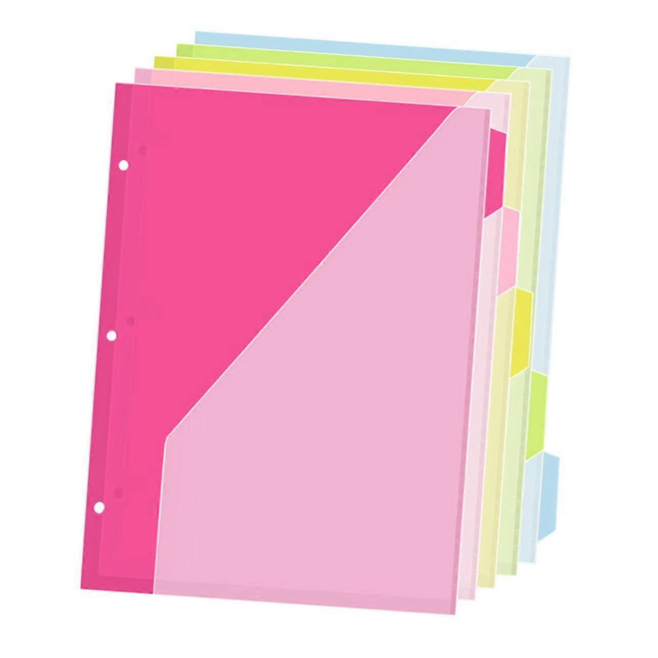 5piece Index Sheets for Folders, Clear Plastic Dividers, Multicolored for Organizing Documents and Notes