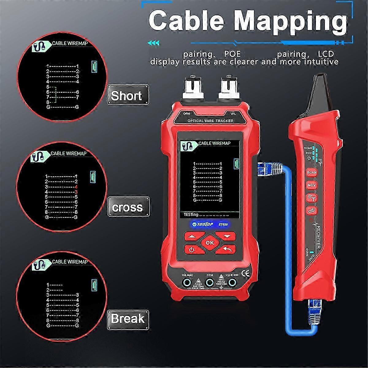 Tooltop E638 Multifunctional Network Cable Tester 60000 Counts