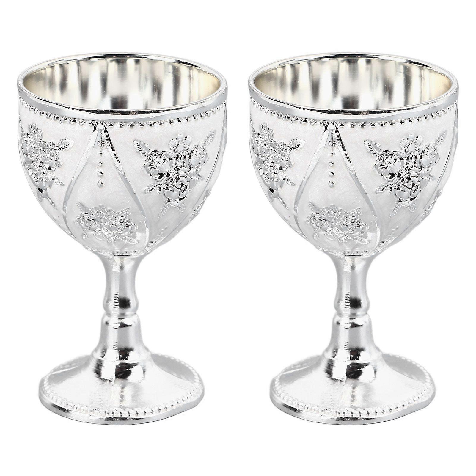 2025 Latest Model  2 Pcs Wine Glass Exquisite 3D Relief Rose Flower Pattern
