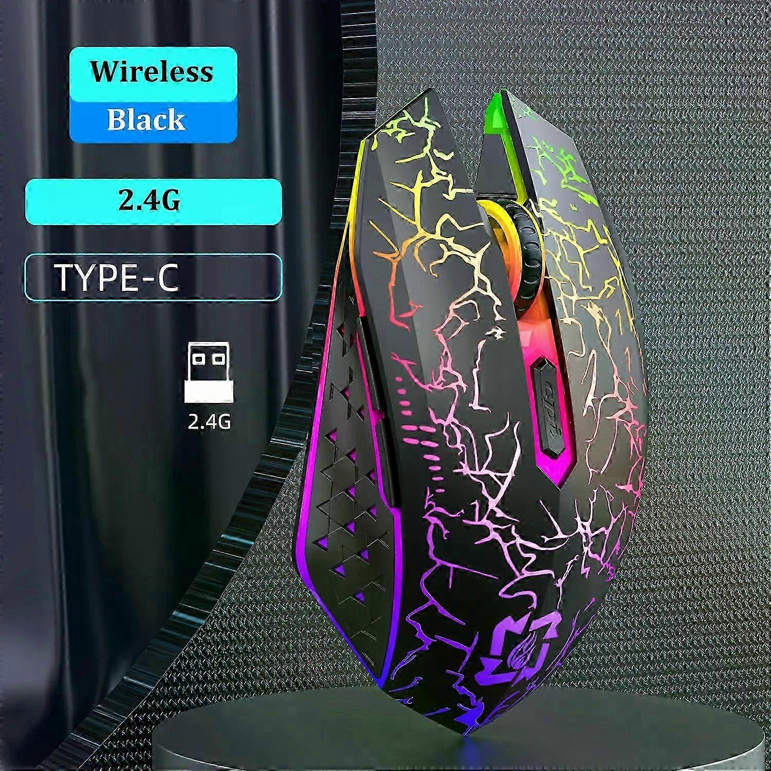 RGB Bluetooth 5.2 Wireless Gaming Mouse with 6 Buttons, Dual-Mode, Rechargeable and Silent for Tablets and Laptops
