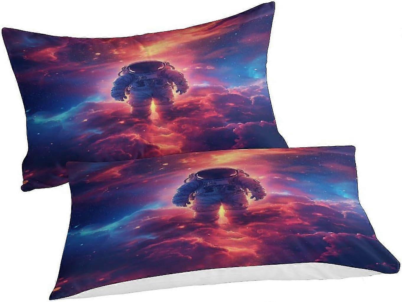 Conjunto de capa de edredom de astronauta legal, conjunto de capa de edredão 3D com fronhas, microfibra macia para adultos e crianças 3 peças duplas