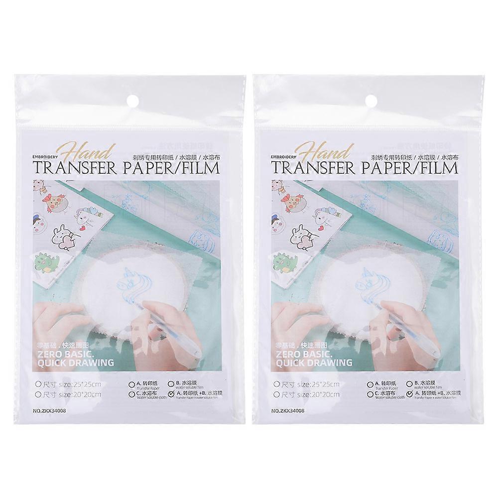 8pcs Water Soluble Embroidery Stabilizers with Patterns for DIY Projects – Includes Transfer Film and Stabilizer for Canvas, Shoes, Shirts, and