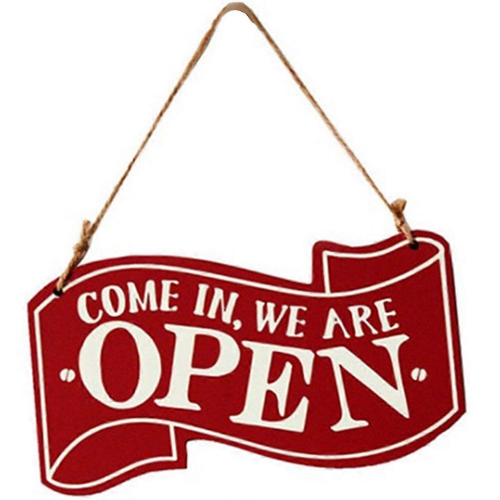 Rustic Wooden Double Sided Open Closed Sign with Rope for Bars, Cafes, and Shops – Versatile Business Decor for Displaying Hours and Status
