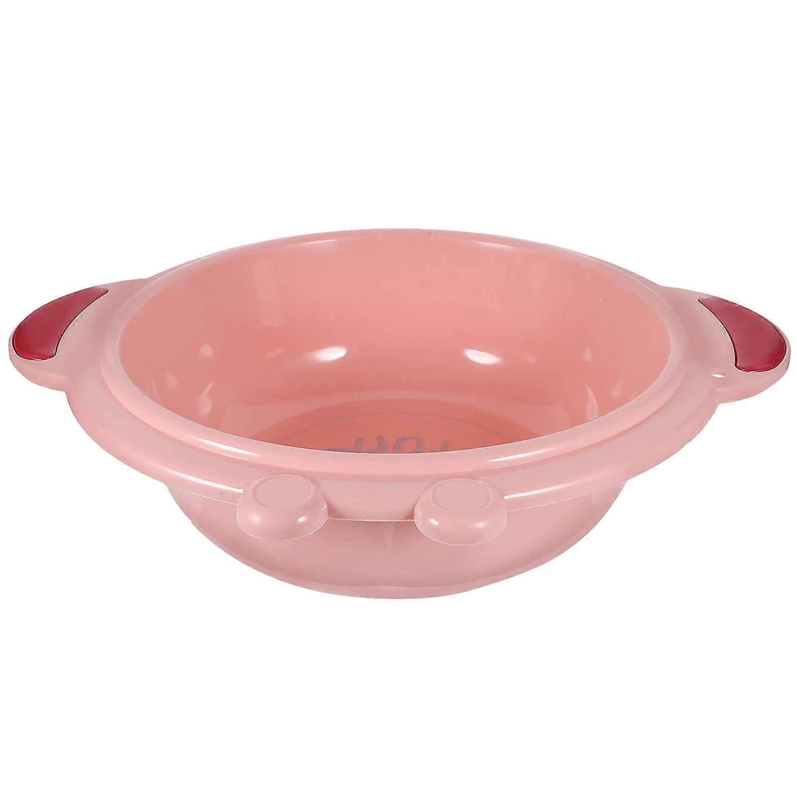 Round Portable Plastic Wash Basin with Handles – Sturdy, Lightweight Bowl for Face and Foot Washing, Bright Cartoon Design, Random Color
