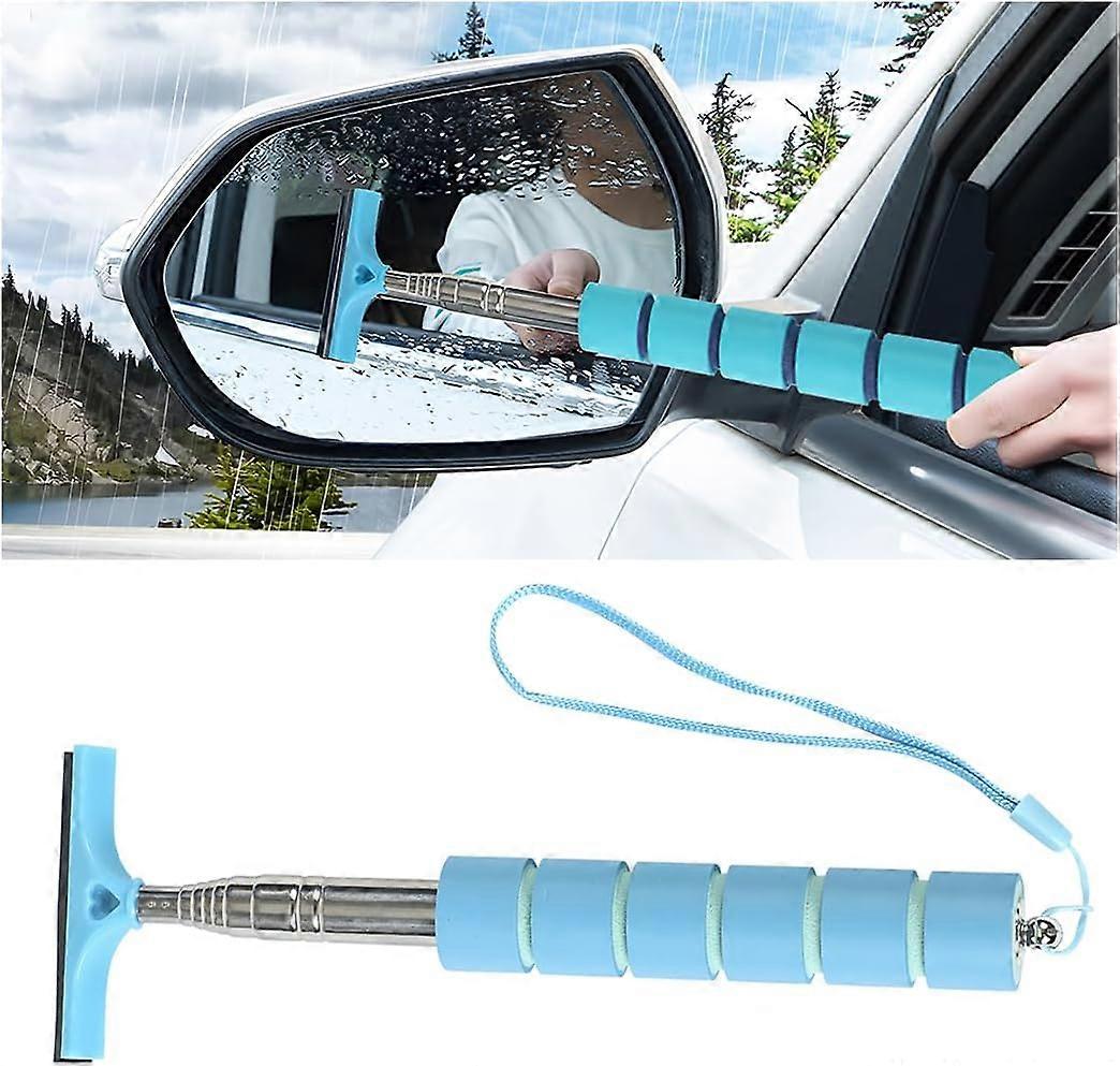 ZENGO Car Side Mirror Squeegee,Retractable Small Auto Window Squeegee Cleaner, (Blue)