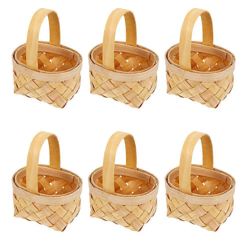 Light Brown Synthetic Decorative Basket for Storage Use with Rustic Style 6 Pieces
